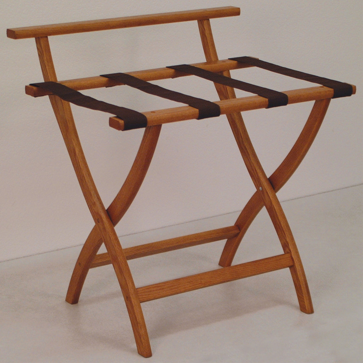 Wooden Mallet Wallsaver Luggage Rack, Brown Straps, Medium Oak