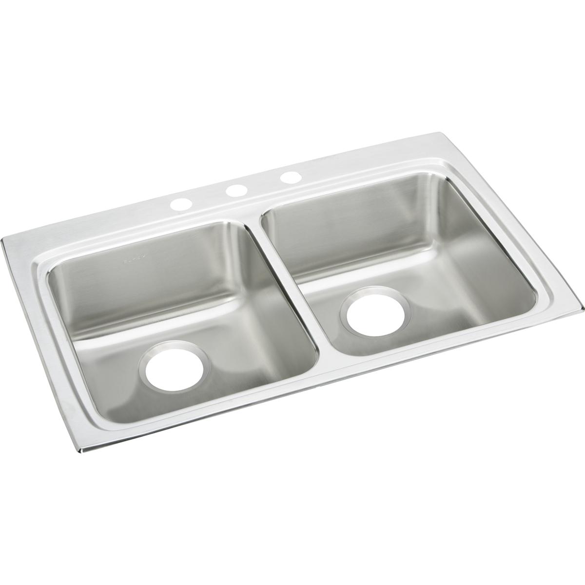 Elkay Lustertone Classic Stainless Steel 33'' X 22'' X 6-1/2'', Equal Double Bowl Drop-In Ada Sink