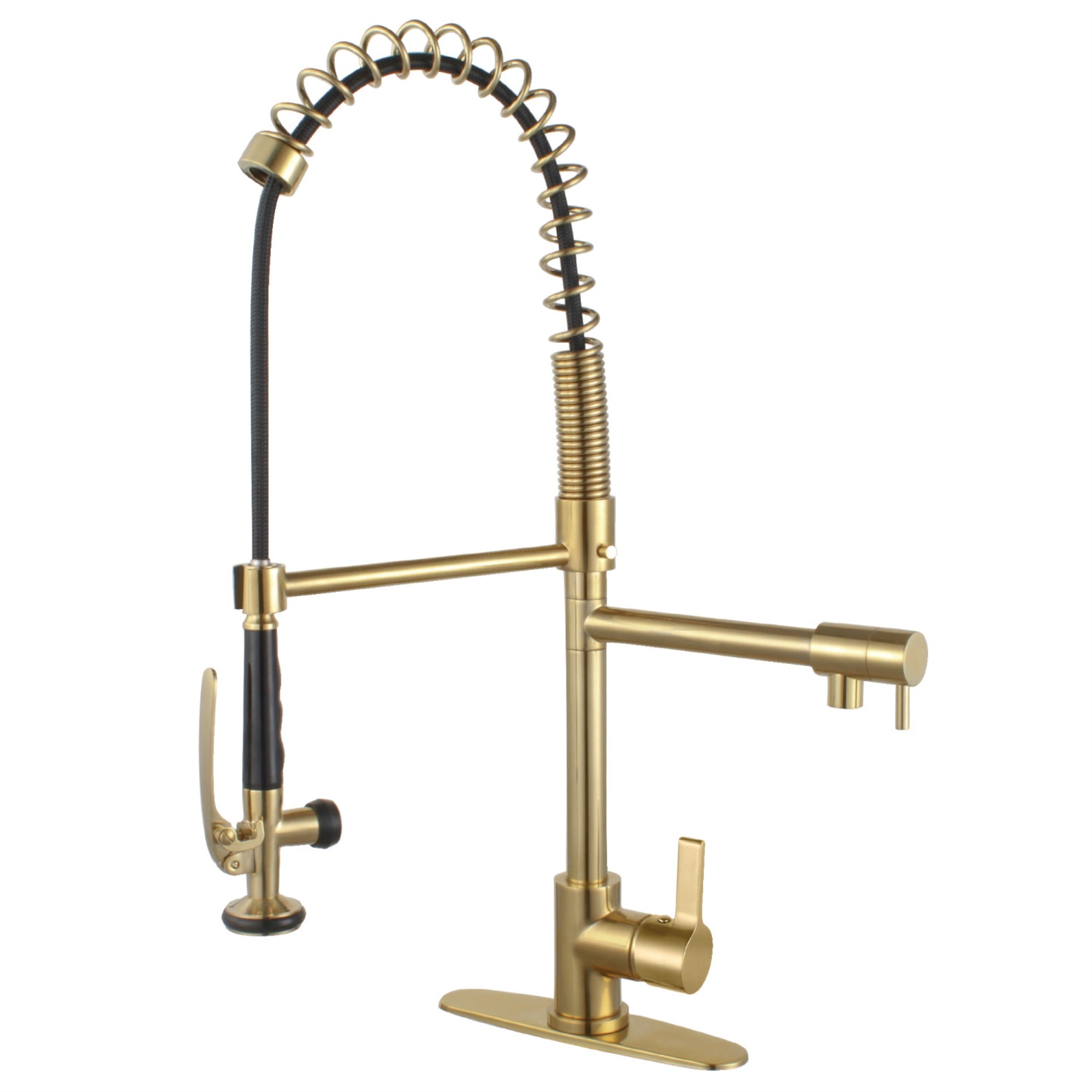 Gourmetier Ls8503Ctl Continental Single-Handle Pre-Rinse Kitchen Faucet, Brushed Brass