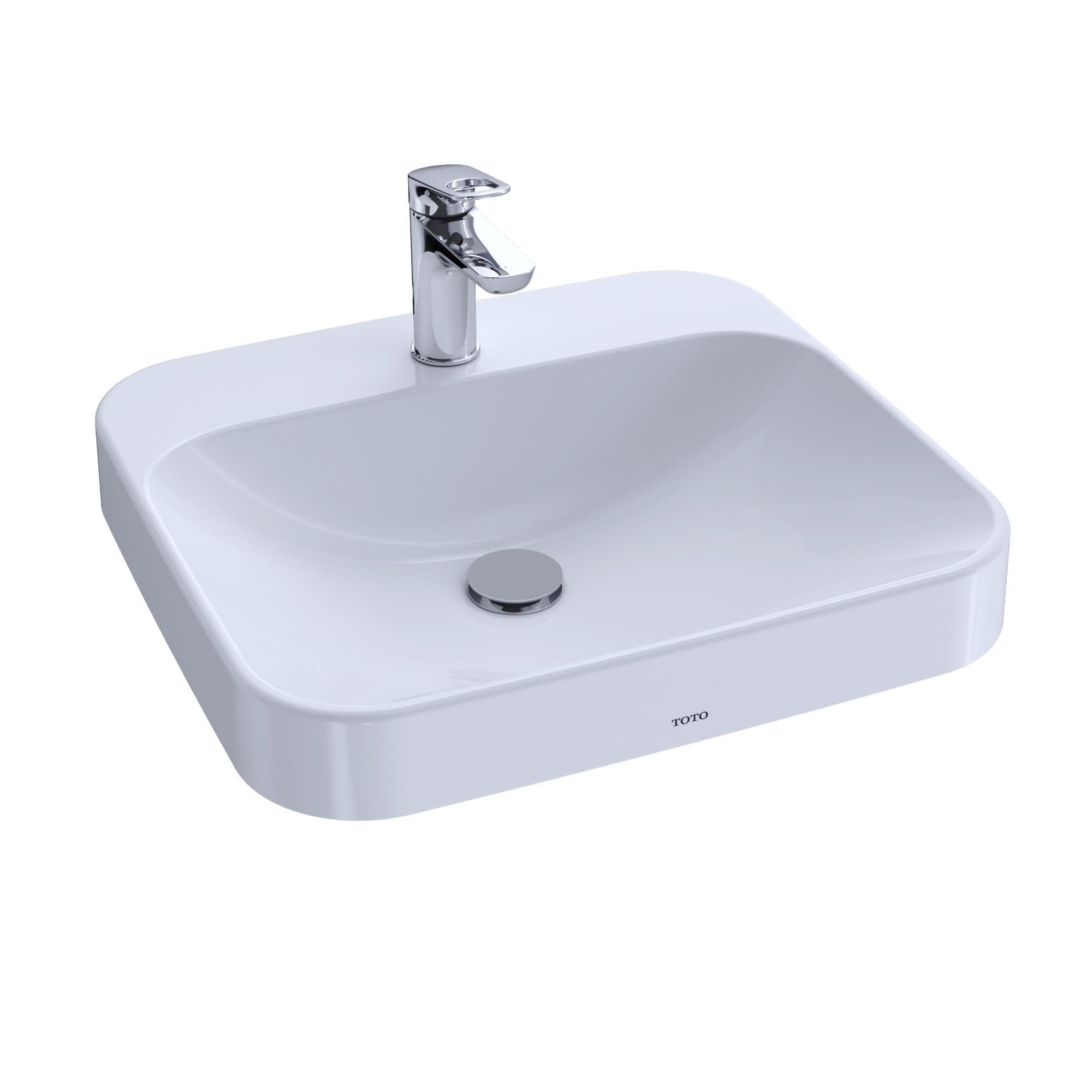 Toto Arvina Rectangular 20'' Vessel Bathroom Sink With Cefiontect For Single Hole Faucets, Cotton White (Lt415G#01)