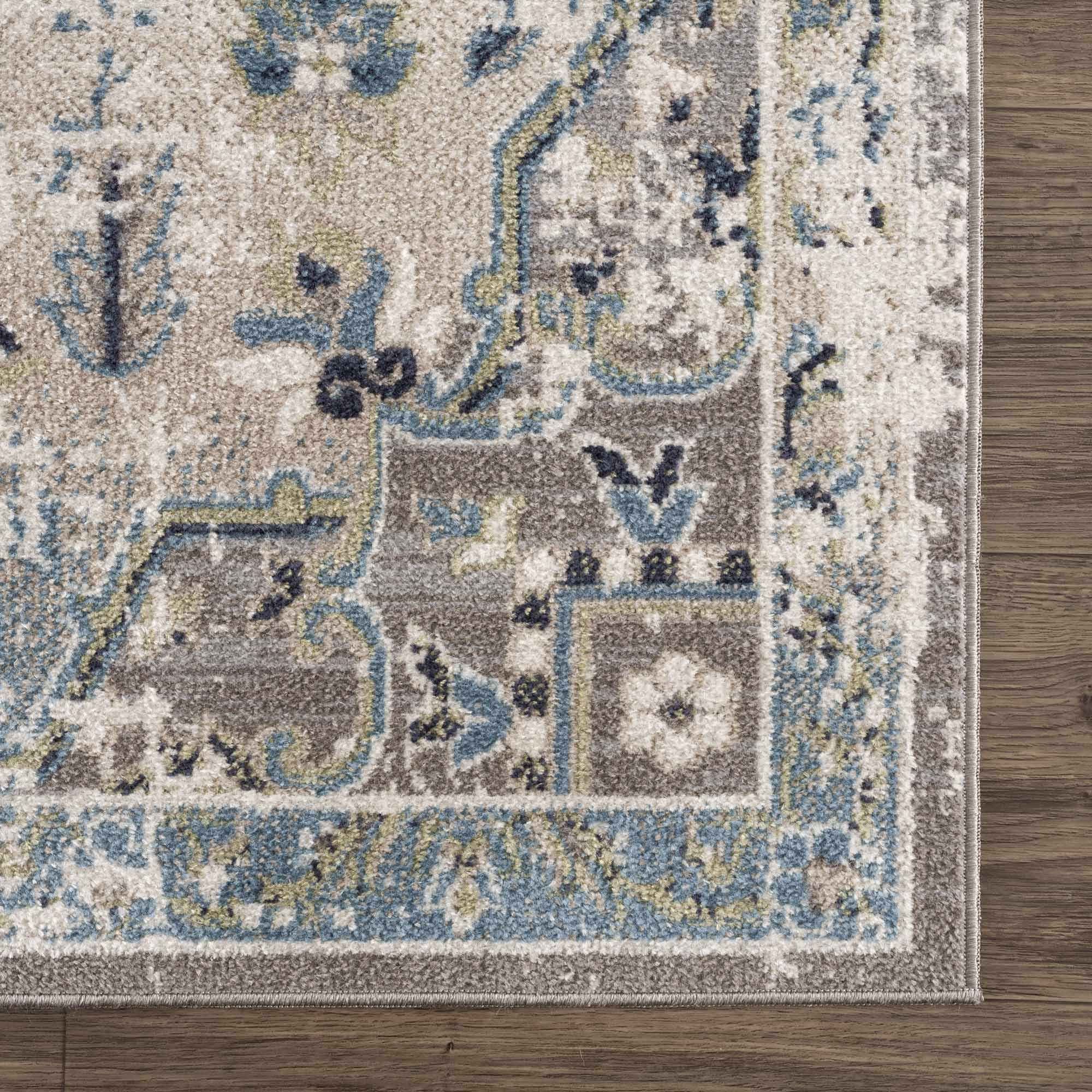 Cabacungan Gray & Blue Washable 7ft Runner Rug