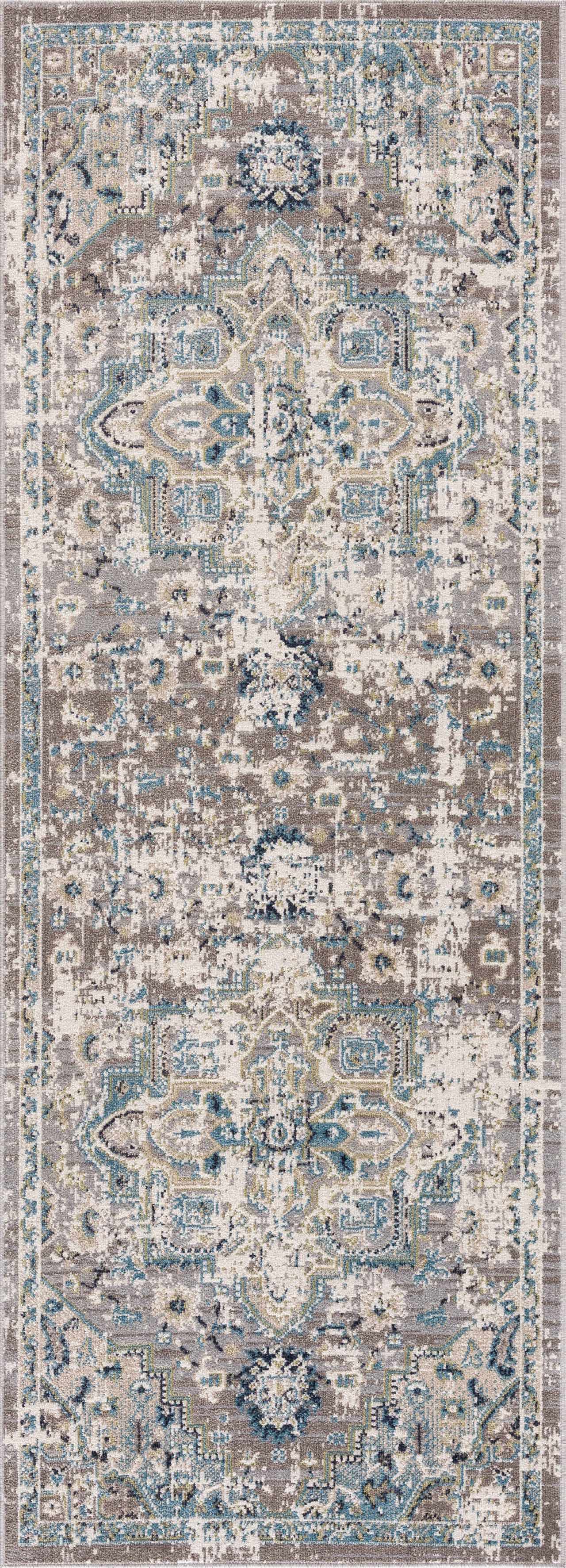 Cabacungan Gray & Blue Washable 7ft Runner Rug