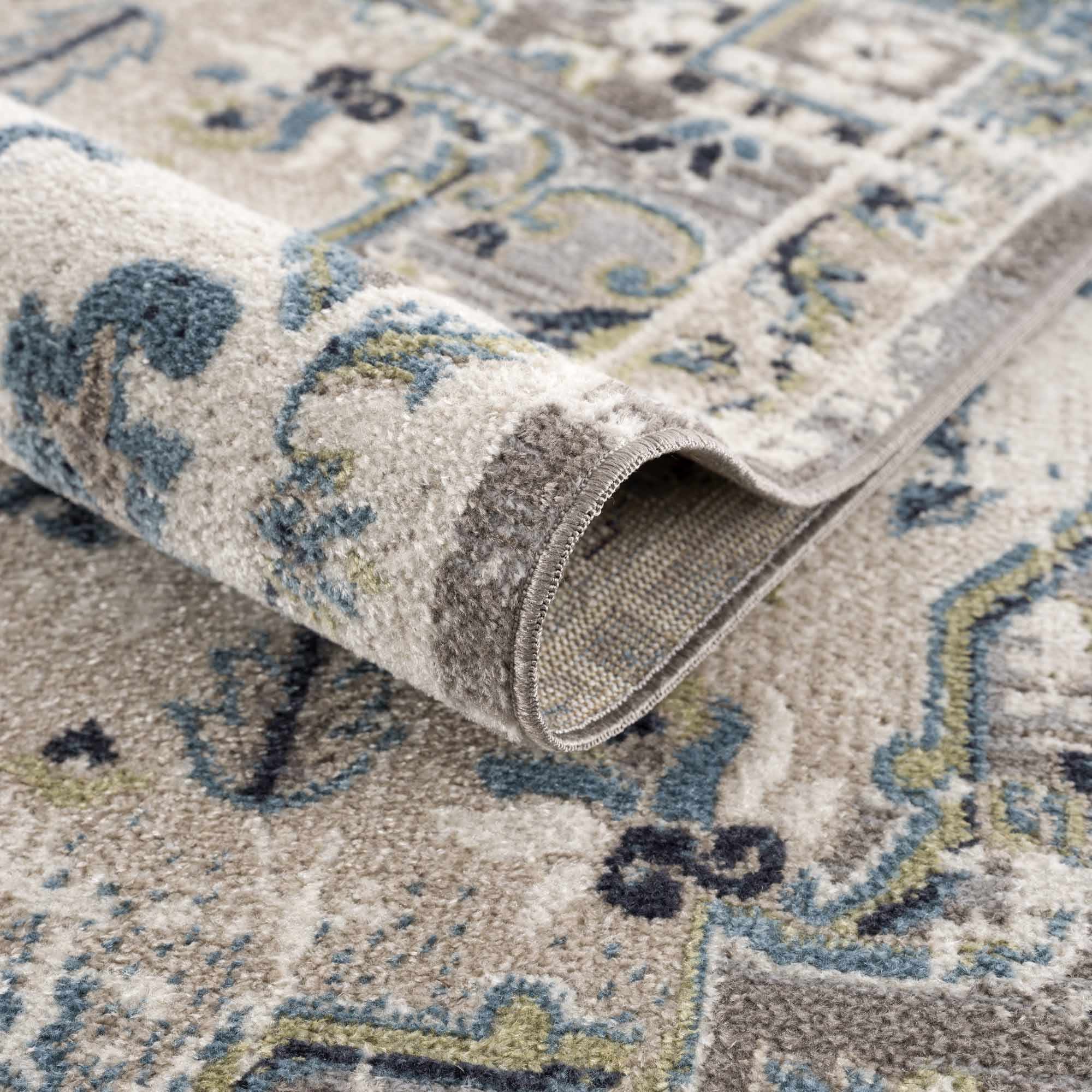 Cabacungan Gray & Blue Washable 7ft Runner Rug