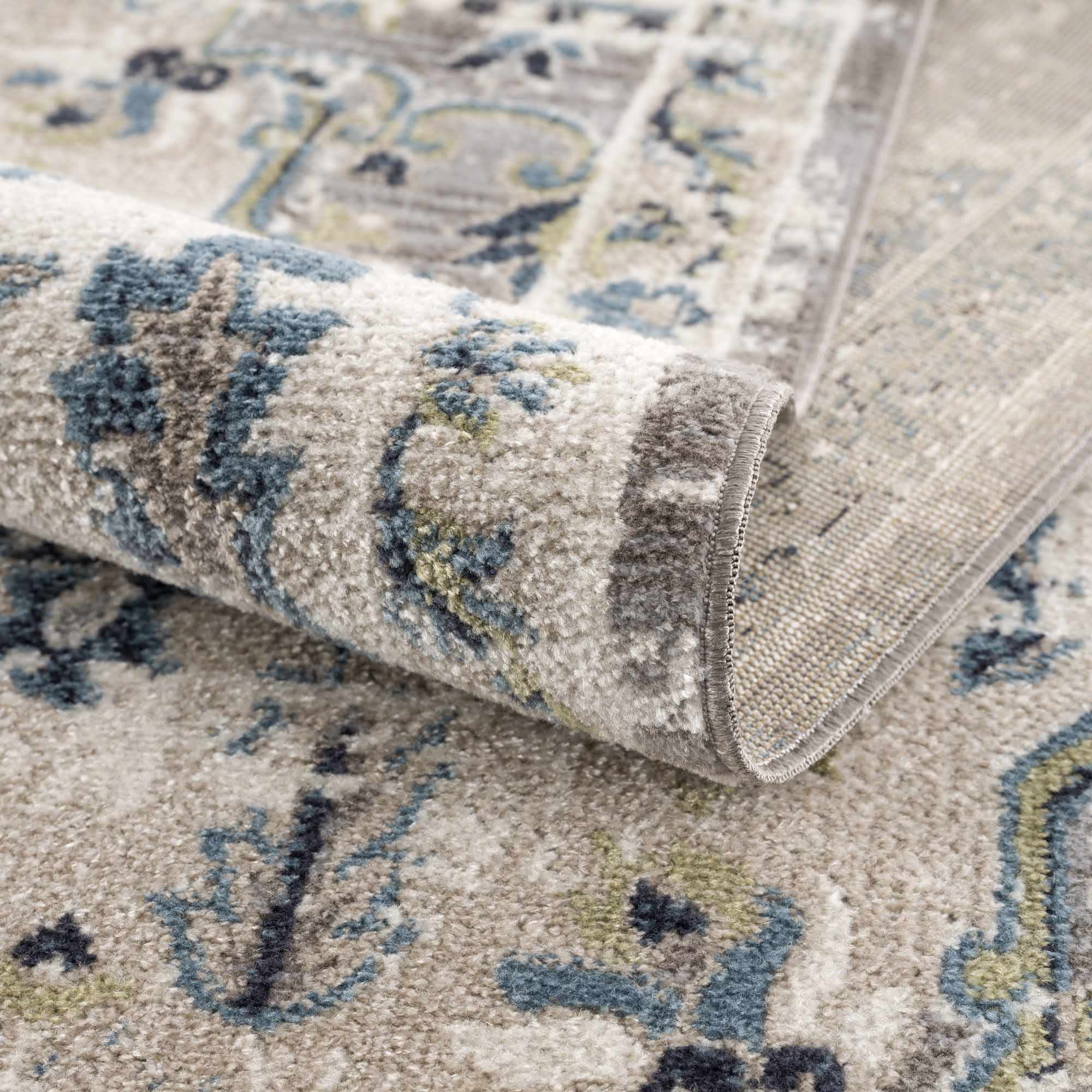 Cabacungan Gray & Blue Washable 7ft Runner Rug