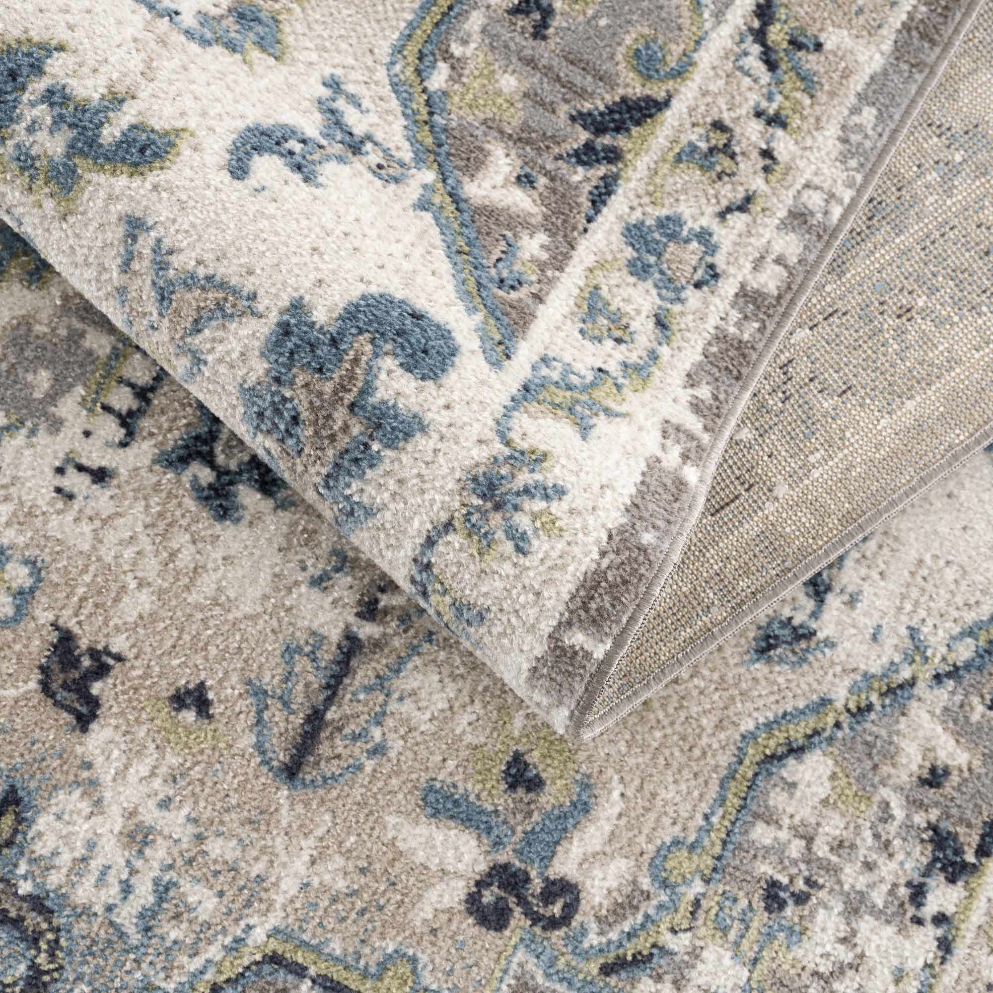 Cabacungan Gray & Blue Washable 7ft Runner Rug