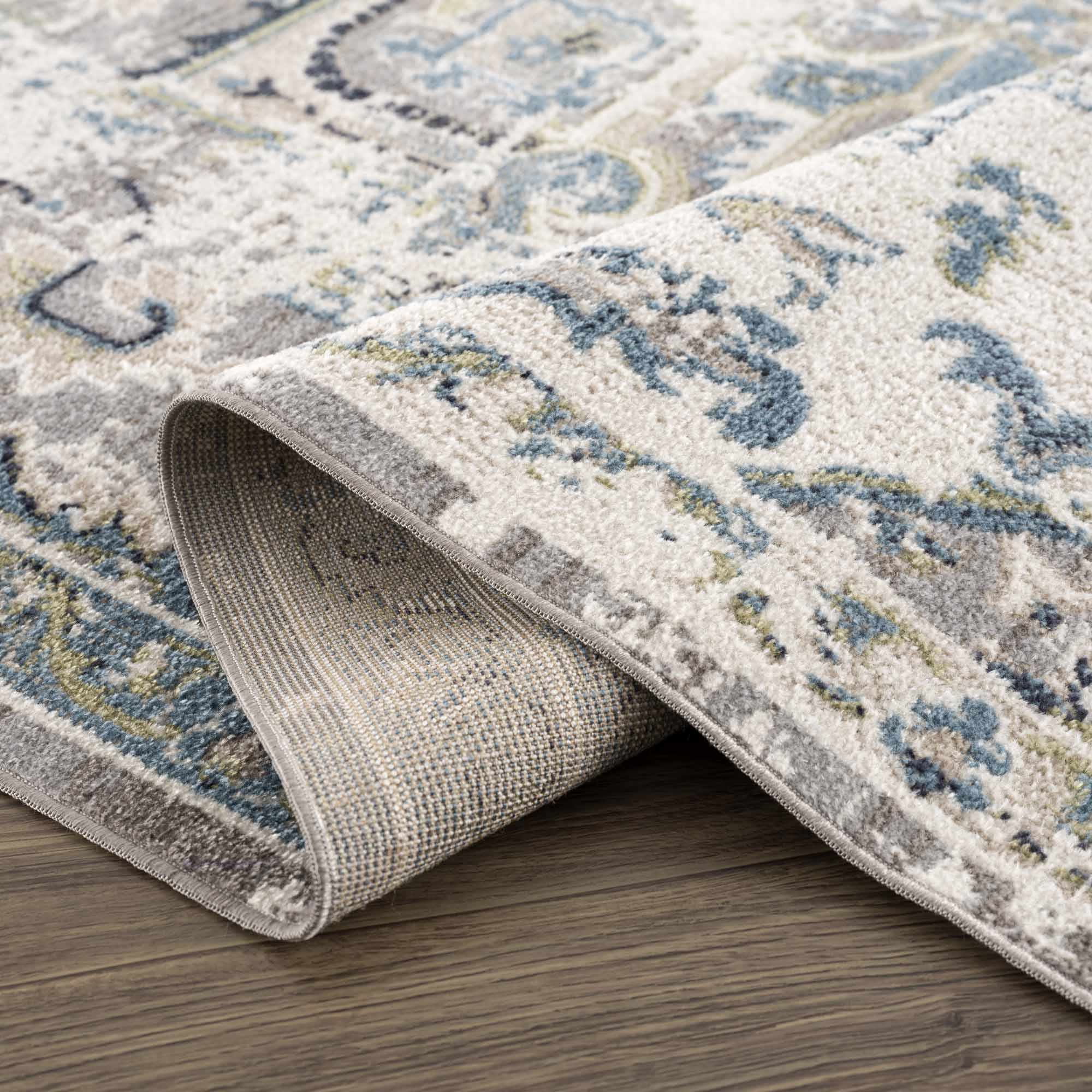 Cabacungan Gray & Blue Washable 7ft Runner Rug