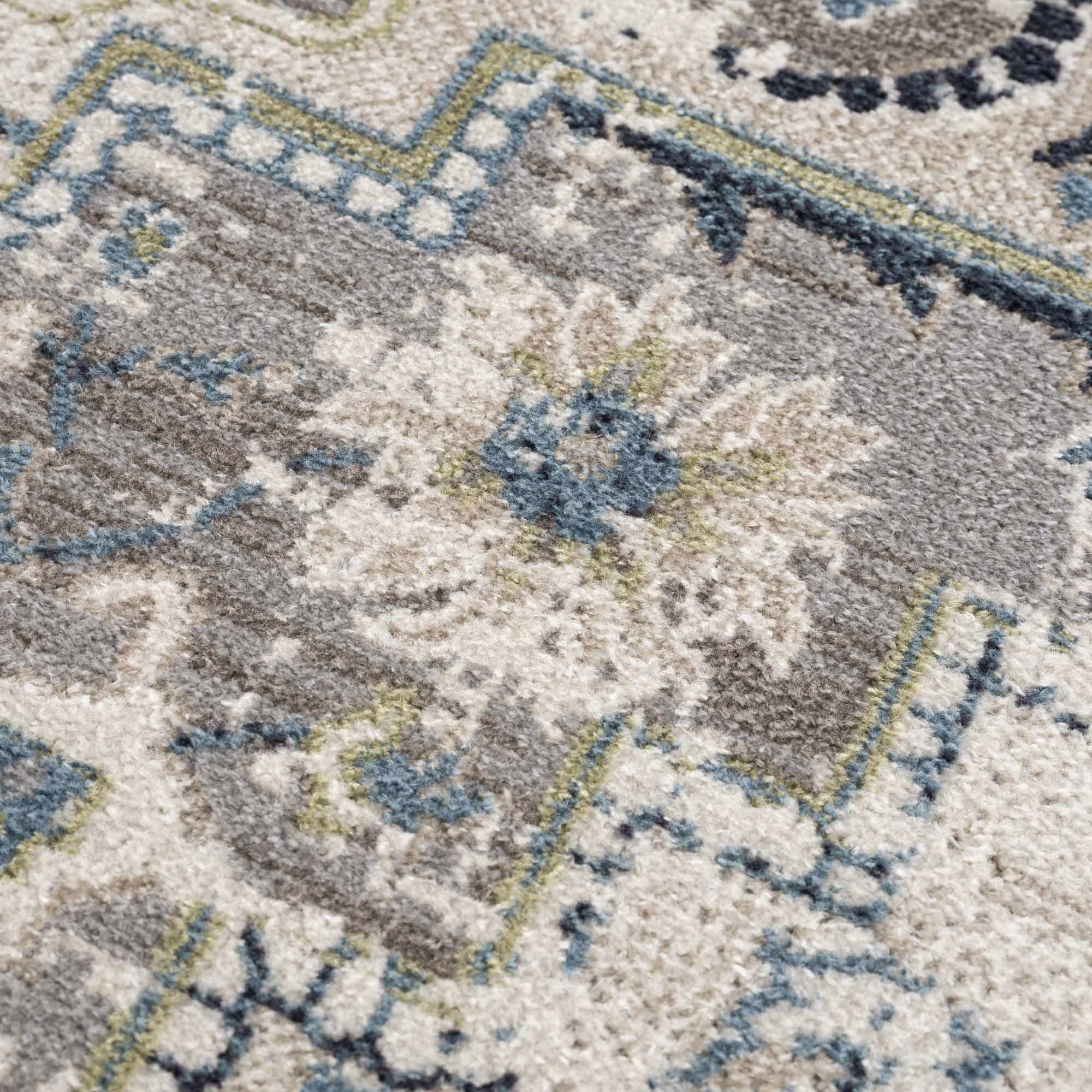 Cabacungan Gray & Blue Washable 7ft Runner Rug