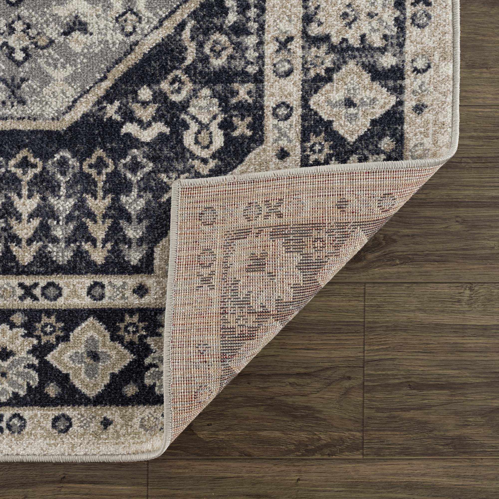 Cabacungan Cream & Gray Washable 7ft Runner Rug