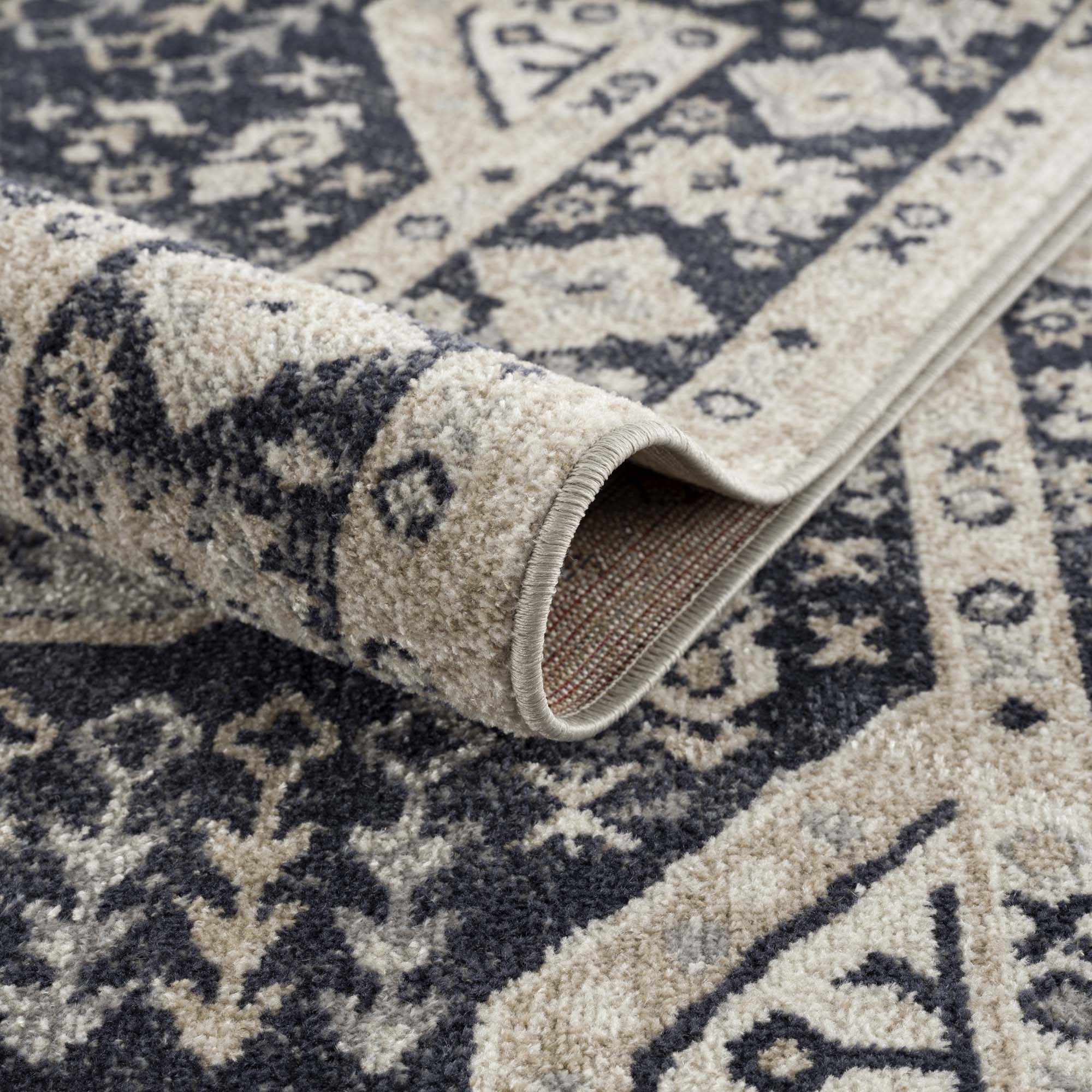 Cabacungan Cream & Gray Washable 7ft Runner Rug