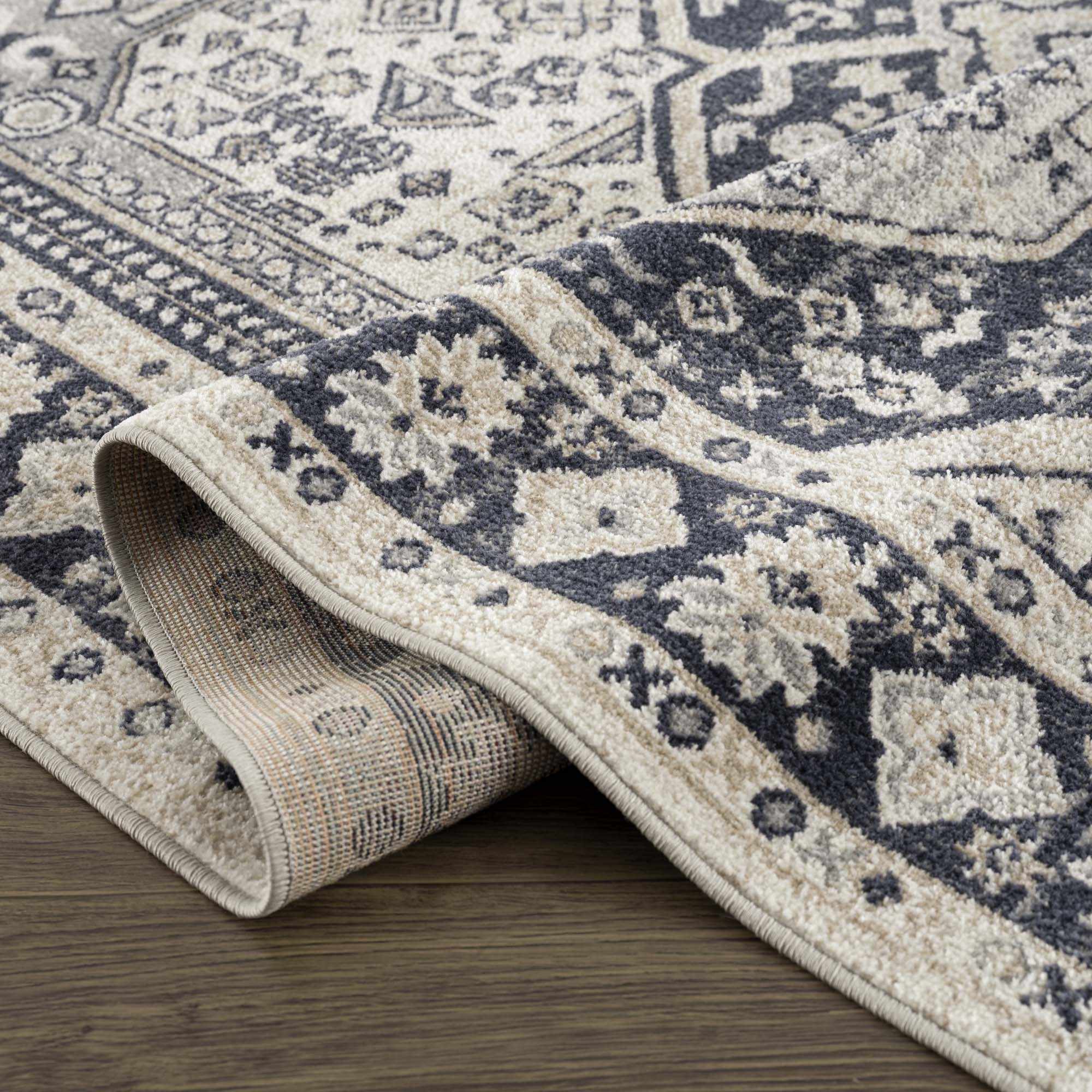 Cabacungan Cream & Gray Washable 7ft Runner Rug