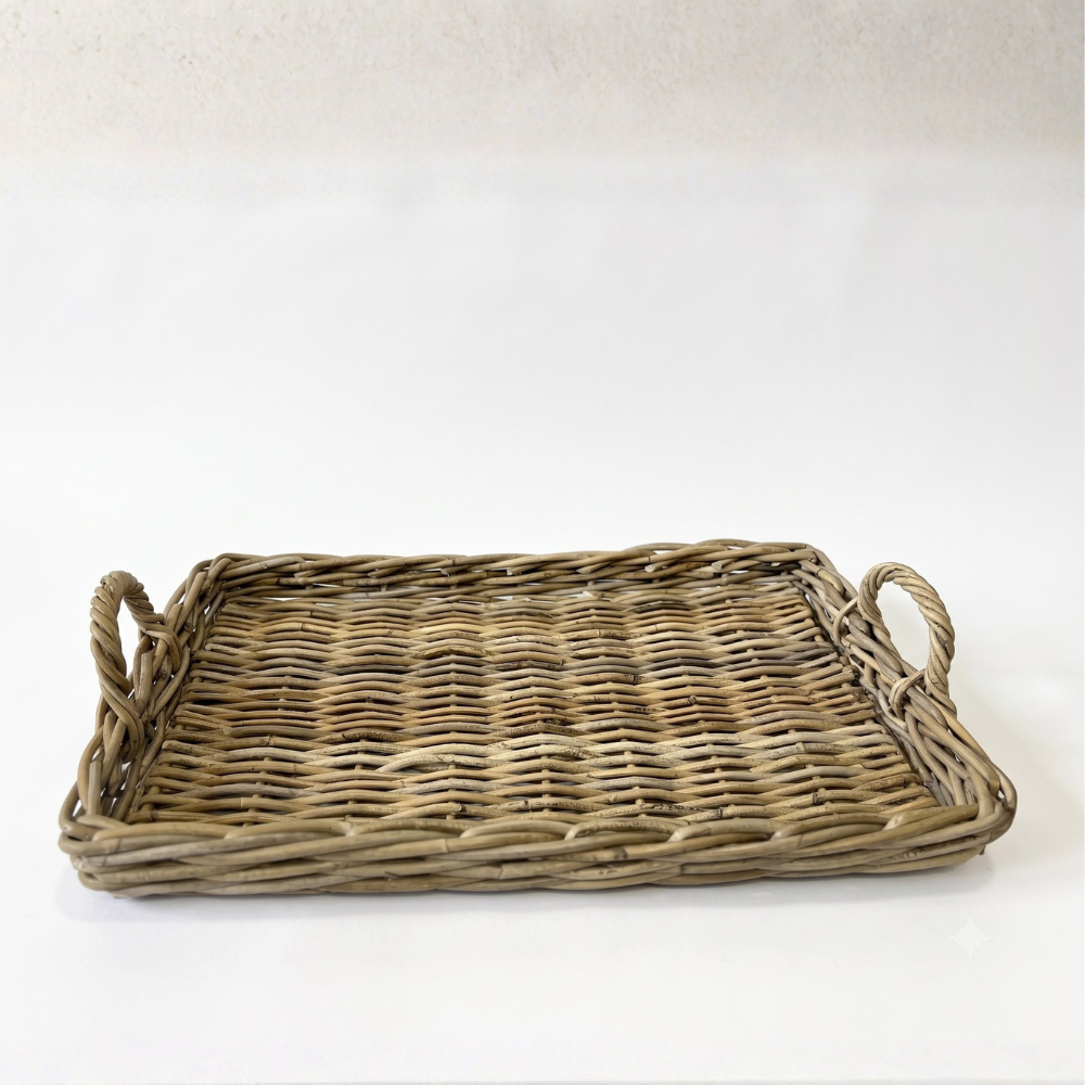 Cole Farmhouse Rattan Serving Tray