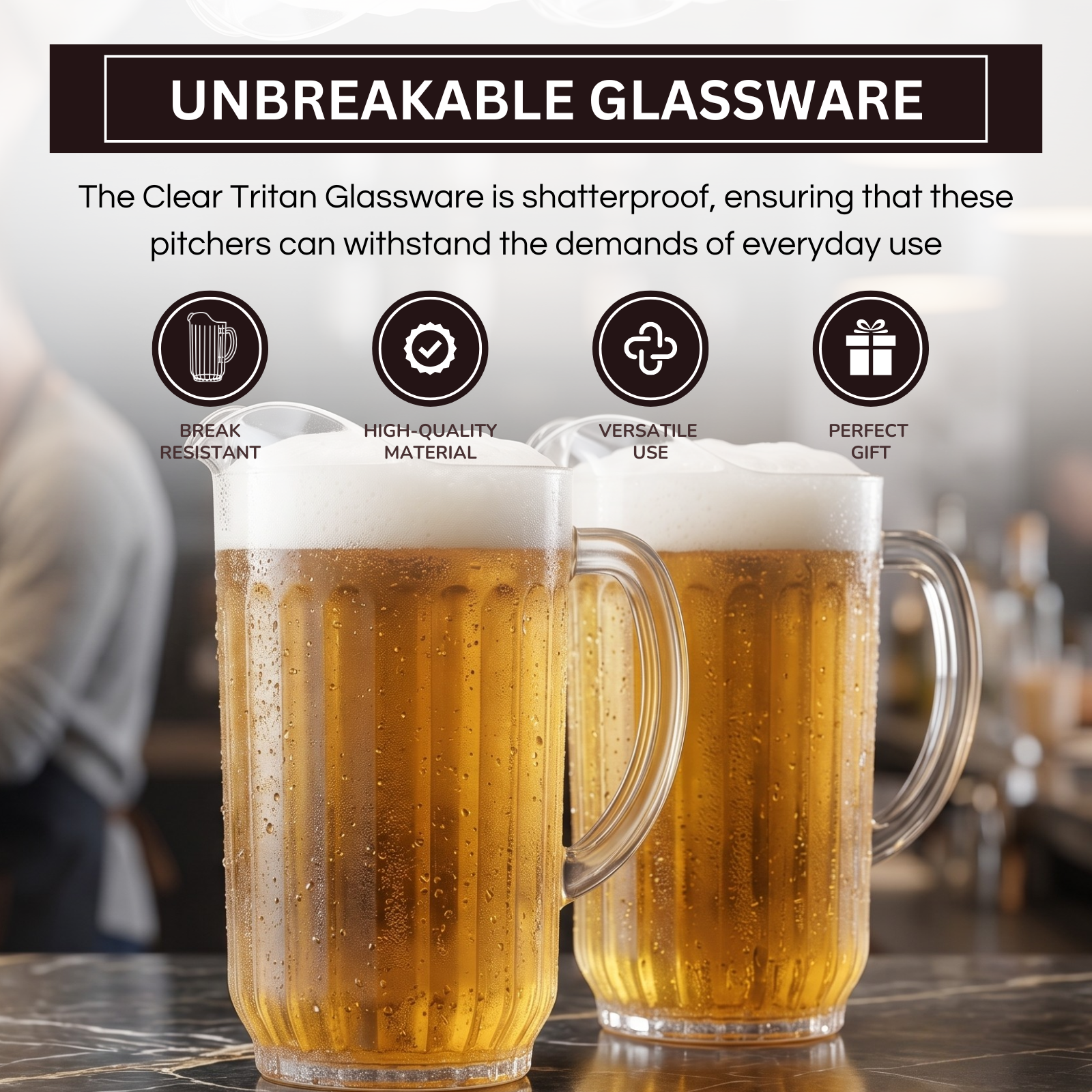 Barcelona Acrylic Beer Pitcher, Set of 2