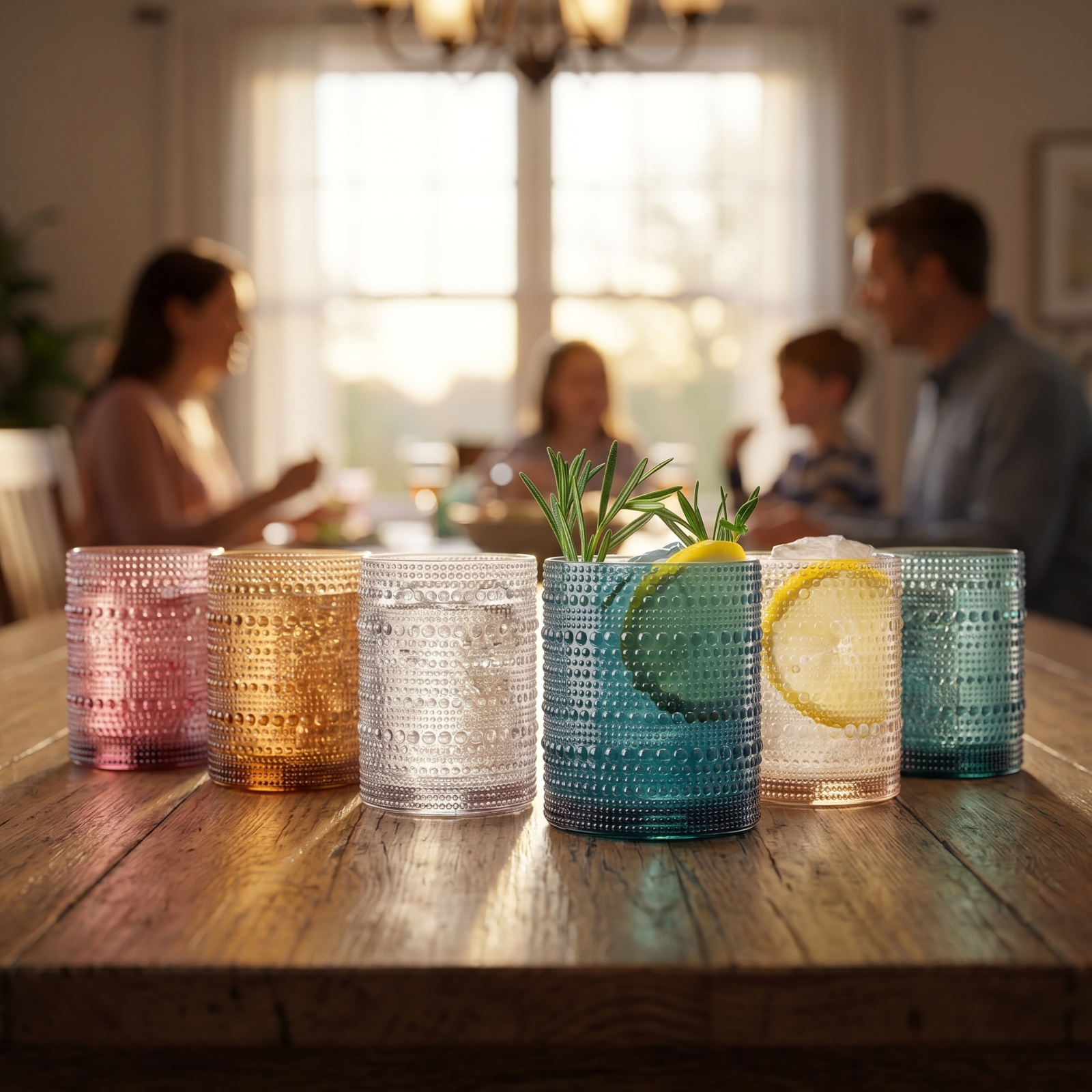 Plastic Hobnail Drinking Glasses Set of 6 Neutral Tones Cups 10oz