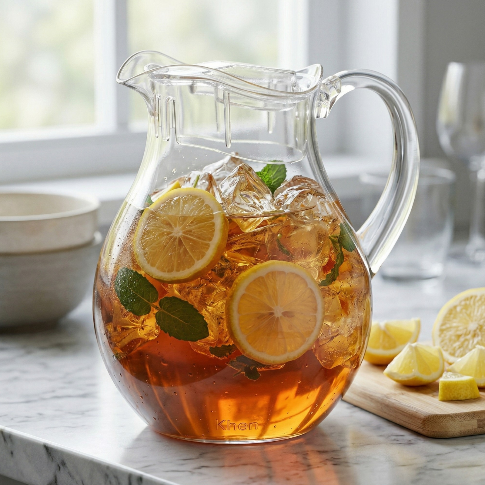 Acrylic Pitcher With Lid – 2 Liter Large Plastic Water Jug for Fridge