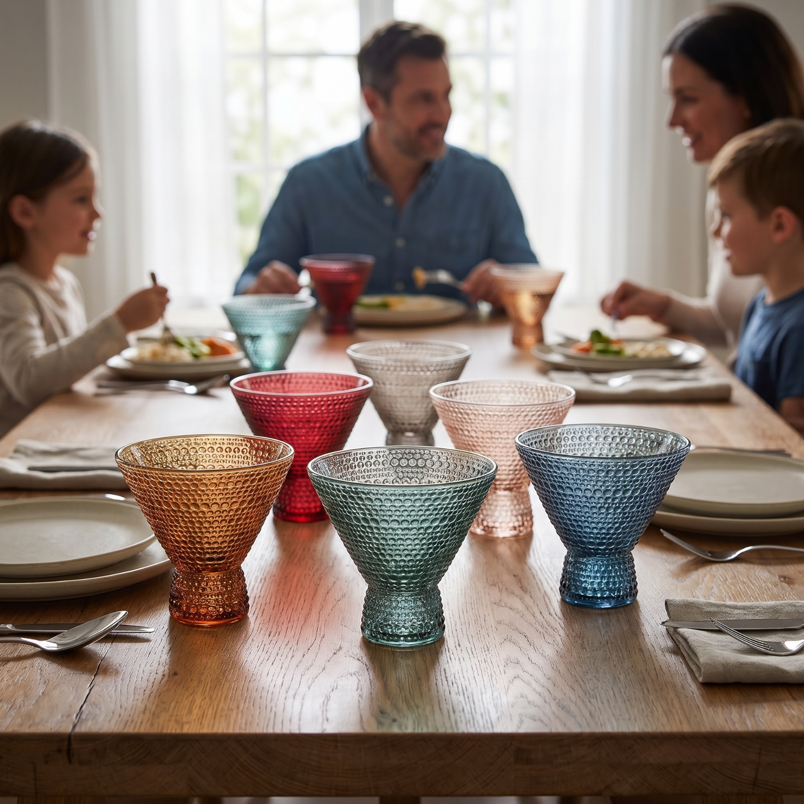 Tonal Hobnail Martini Cocktail Glassware, Set of 6