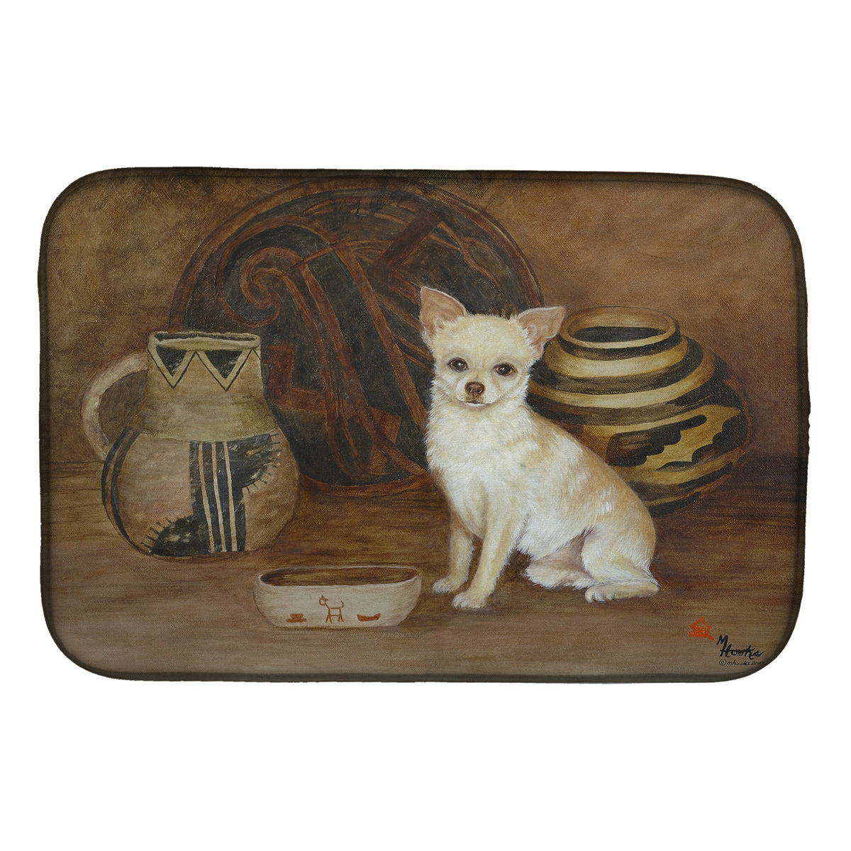 'Caroline'S Treasures Mh1043Ddm Chihuahua Ancient History Dish-Drying-Mats, 14X21, Multicolor''