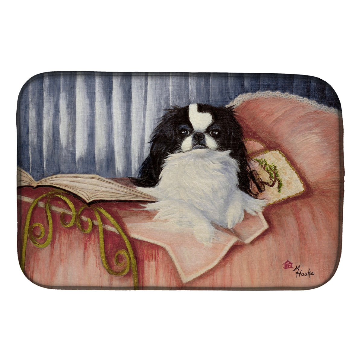 'Caroline'S Treasures Mh1058Ddm Japanese Chin Reading In Bed Dish-Drying-Mats, 14X21, Multicolor''