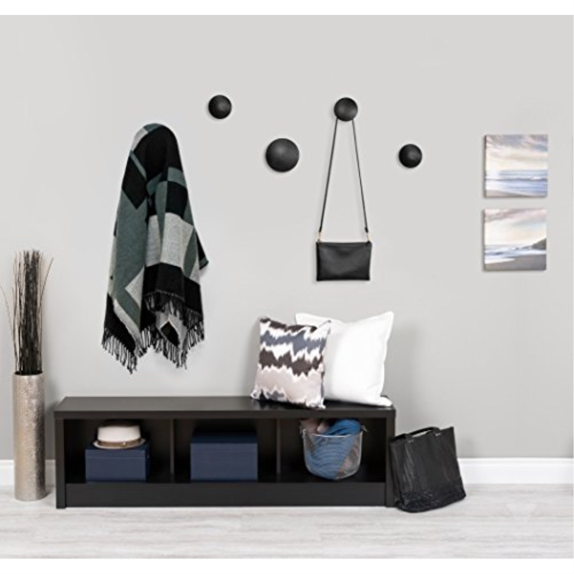Wall Button Coat Hanger  Black