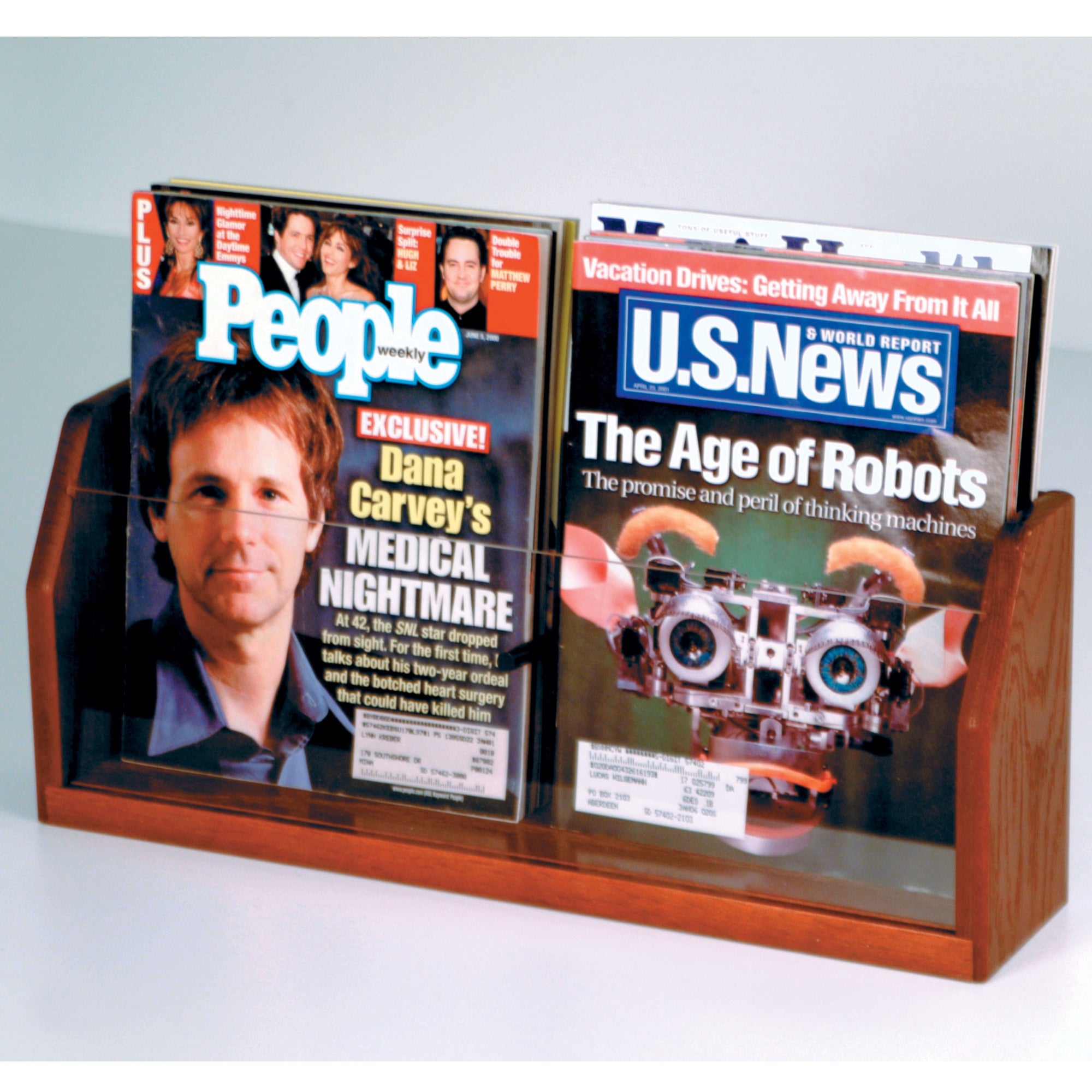Wooden Mallet Countertop 2 Pocket Magazine Display, Mahogany