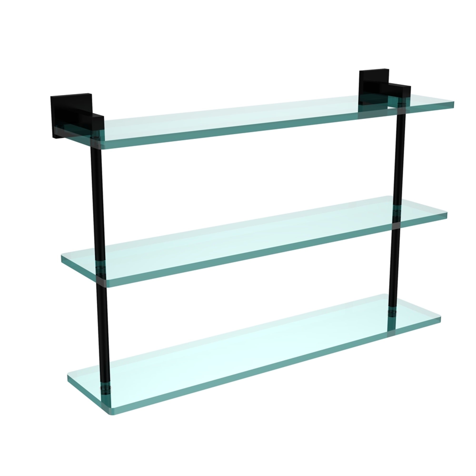 Mt-5-22-Bkm Montero Collection 22 Inch Triple Tiered Glass Shelf, Matte Black