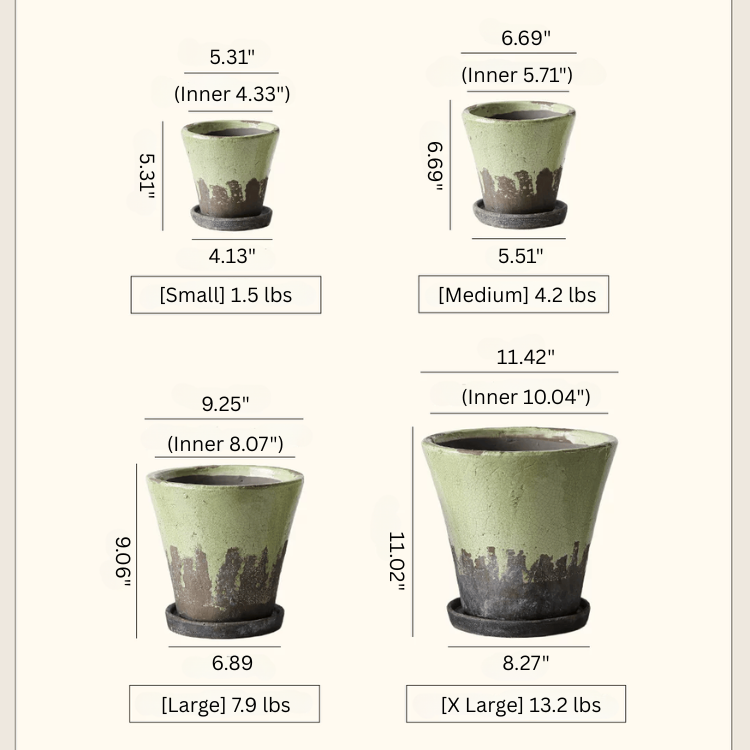 Weathered Heritage Flower Pot with Saucer