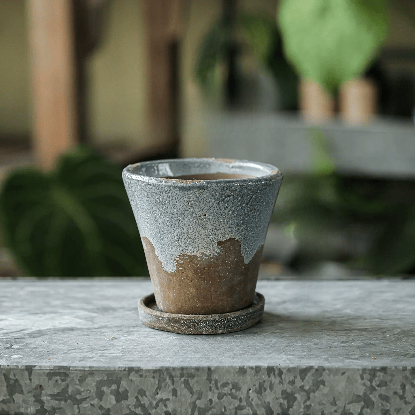 Weathered Heritage Flower Pot with Saucer