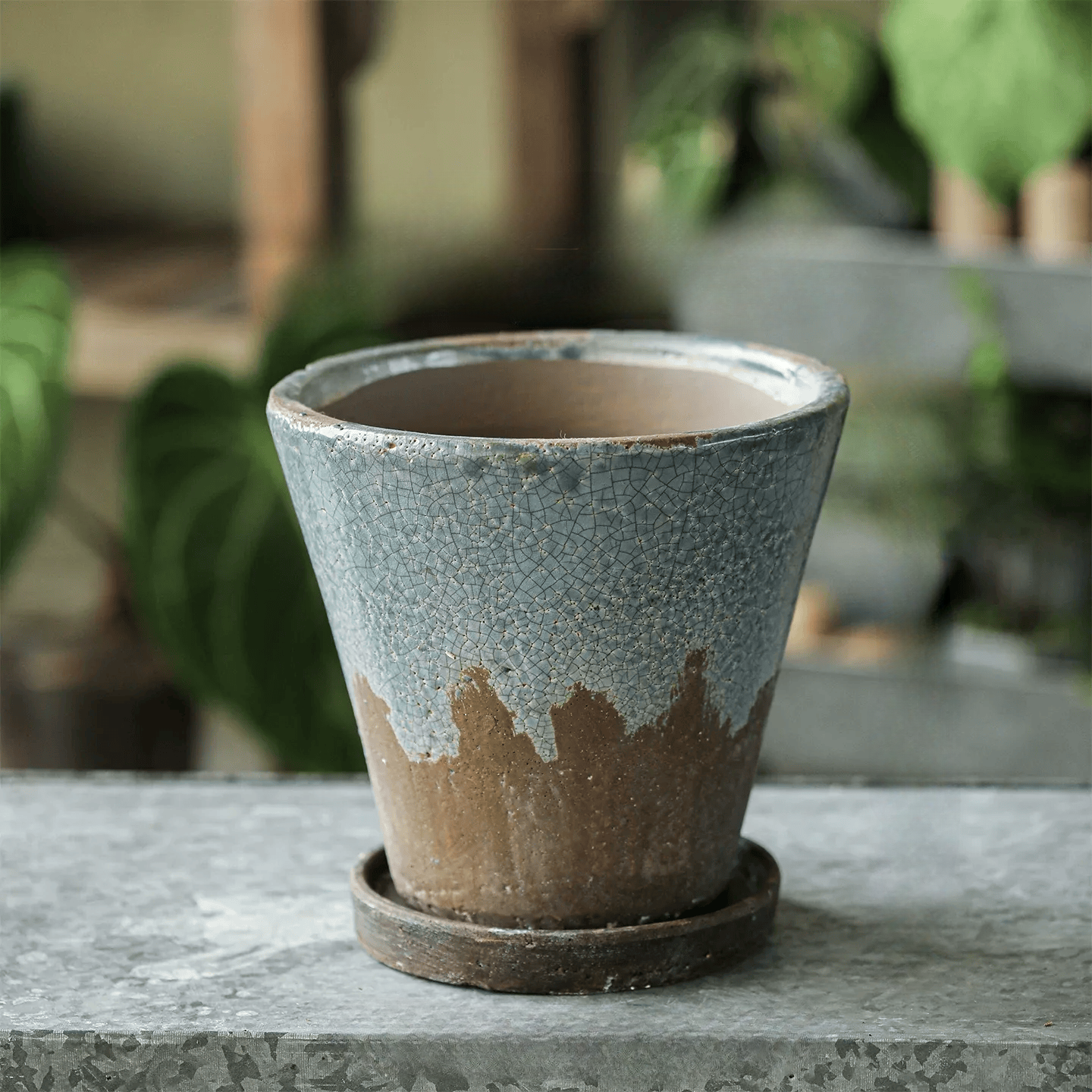 Weathered Heritage Flower Pot with Saucer