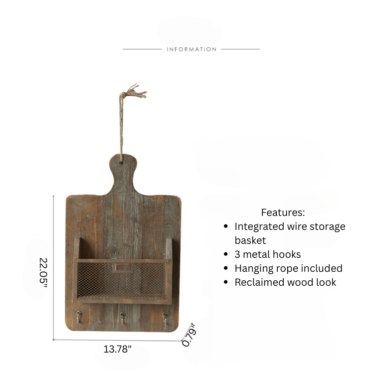 Vintage Wood Mail & Key Holder
