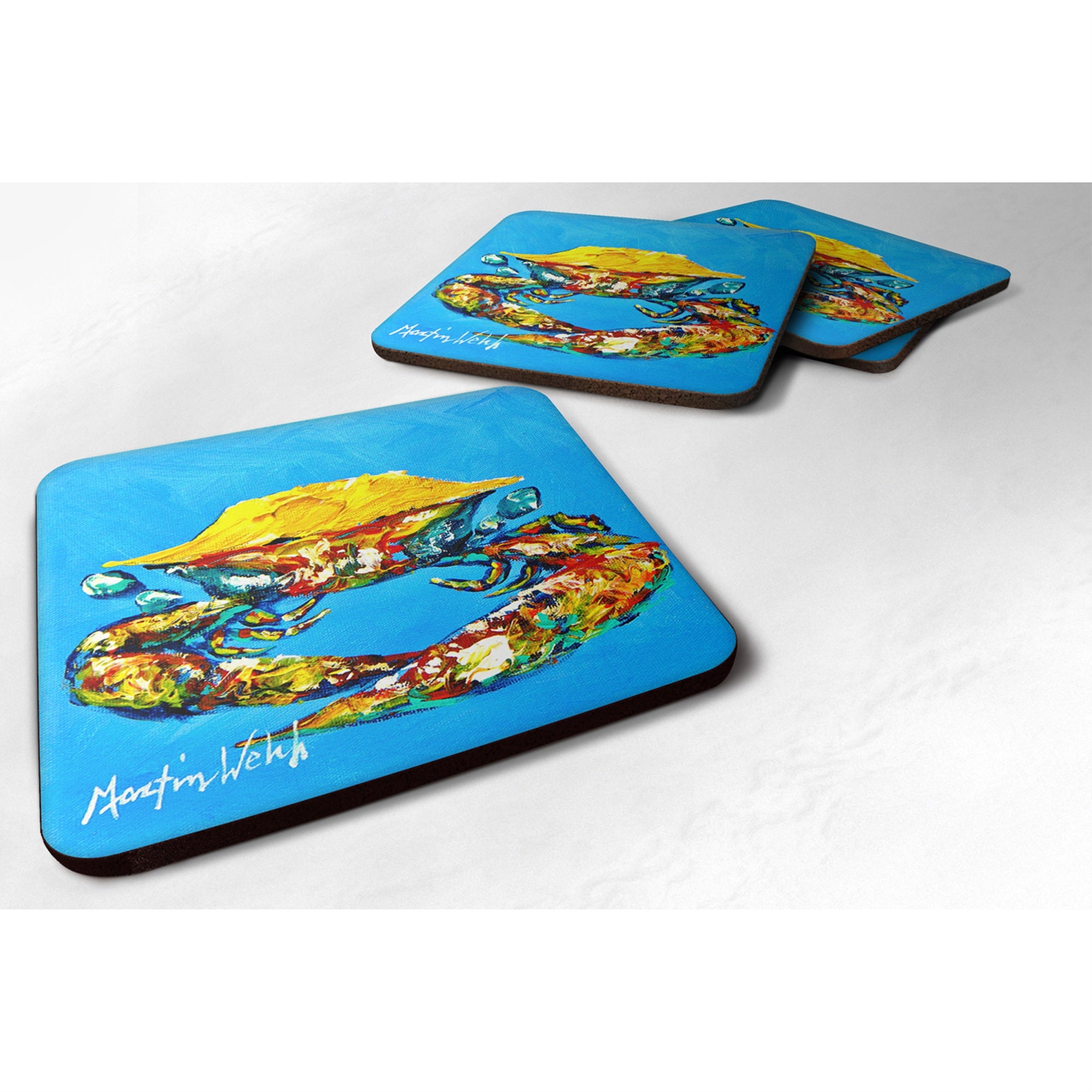 'Caroline'S Treasures Mw1003Fc Crab Baby Blue Foam Coasters (Set Of 4), 3.5'''' H X 3.5'''' W, Multicolor''