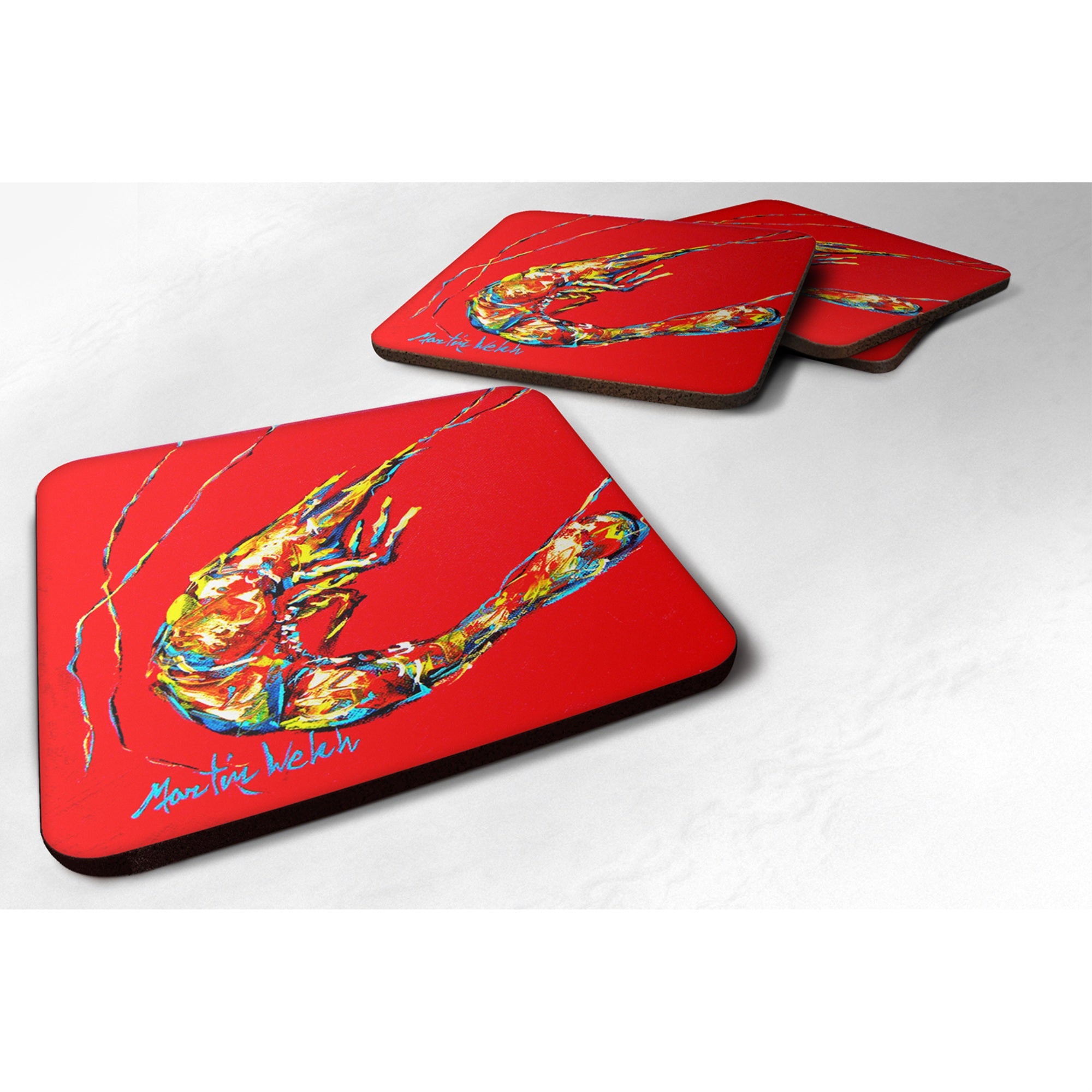 'Caroline'S Treasures Mw1006Fc Shrimp Backwards Then Forwards Foam Coasters (Set Of 4), 3.5'''' H X 3.5'''' W, Multicolor''