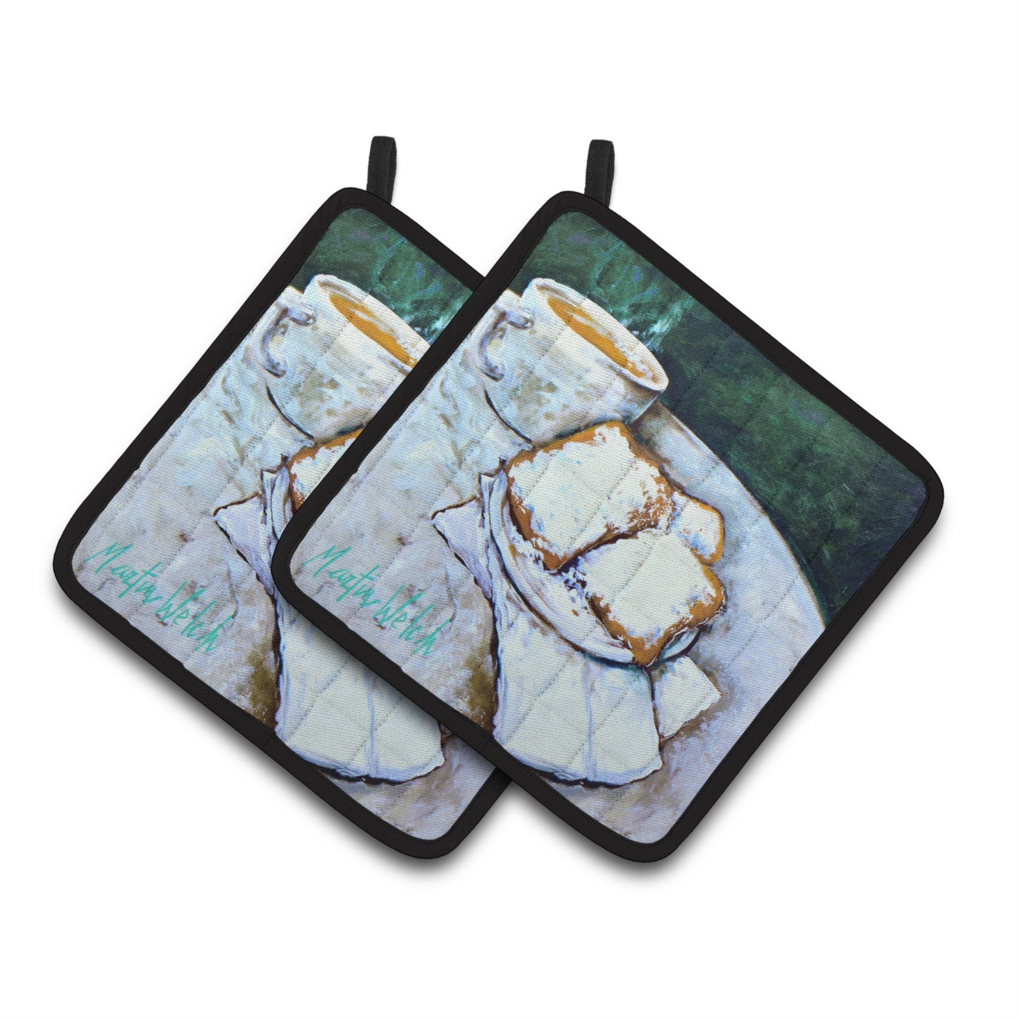 'Caroline'S Treasures Beingets Breakfast Delight Pair Of Pot Holders Mw1008Pthd, 7.5Hx7.5W, Multicolor''