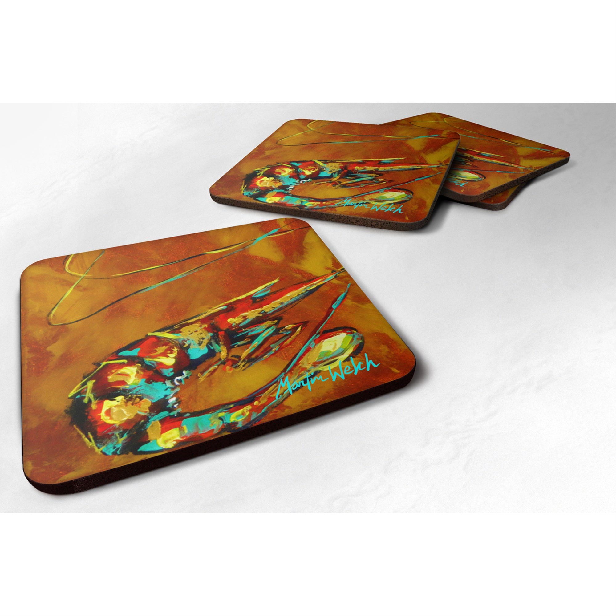 'Caroline'S Treasures Mw1012Fc Shrimp Carmel Corn Foam Coasters (Set Of 4), 3.5'''' H X 3.5'''' W, Multicolor''