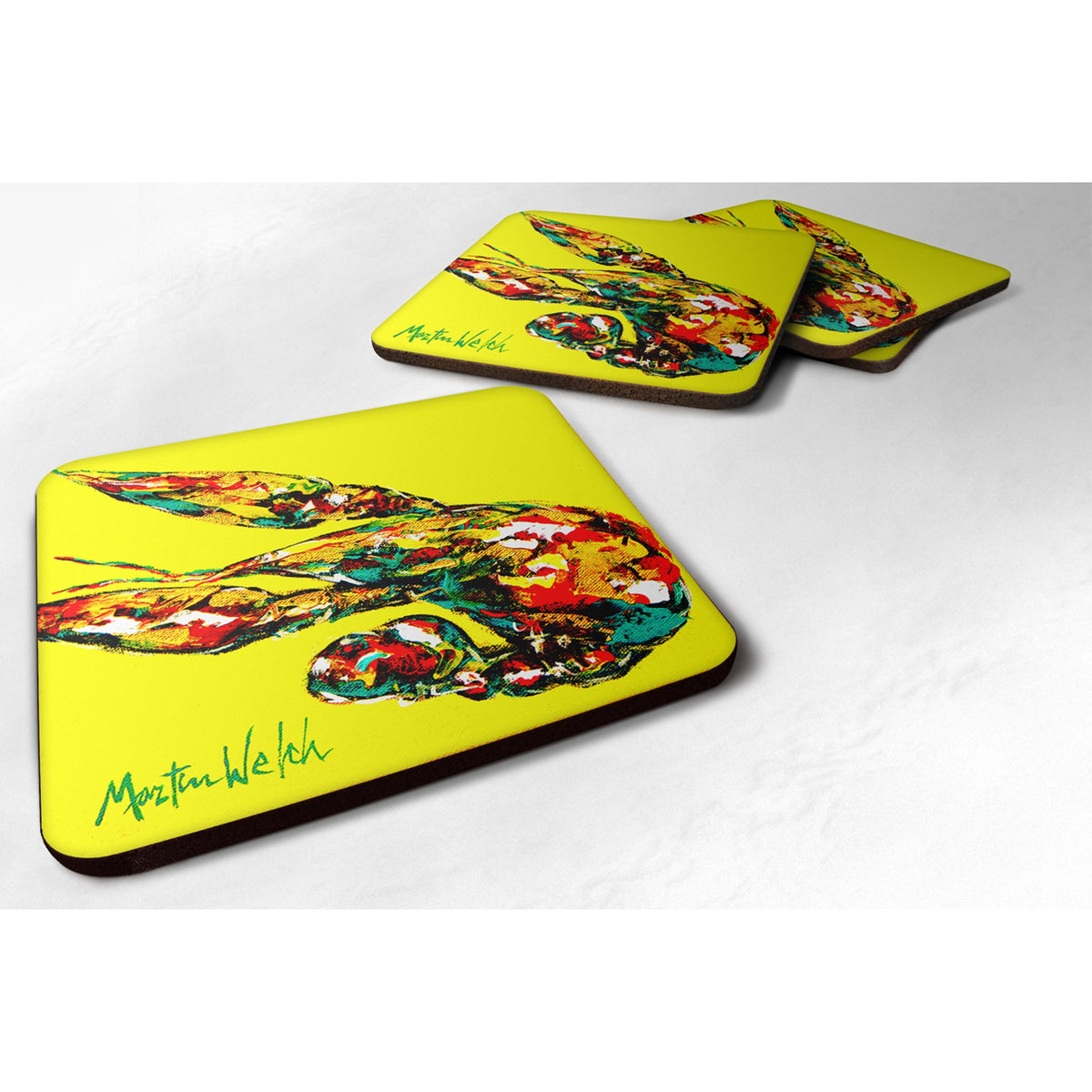 'Caroline'S Treasures Mw1017Fc Crawfish Craw Time Foam Coasters (Set Of 4), 3.5'''' H X 3.5'''' W, Multicolor''