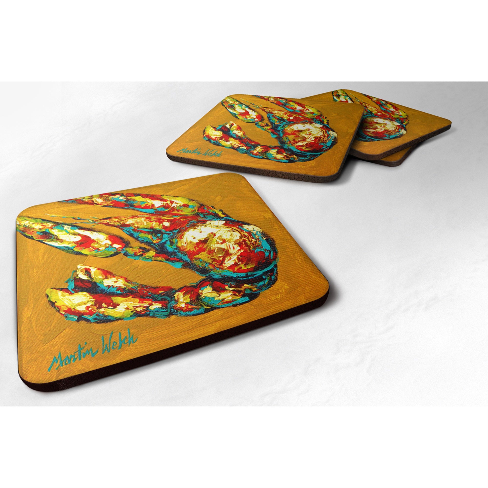 'Caroline'S Treasures Mw1018Fc Crawfish Crawfish & Hot Foam Coasters (Set Of 4), 3.5'''' H X 3.5'''' W, Multicolor''