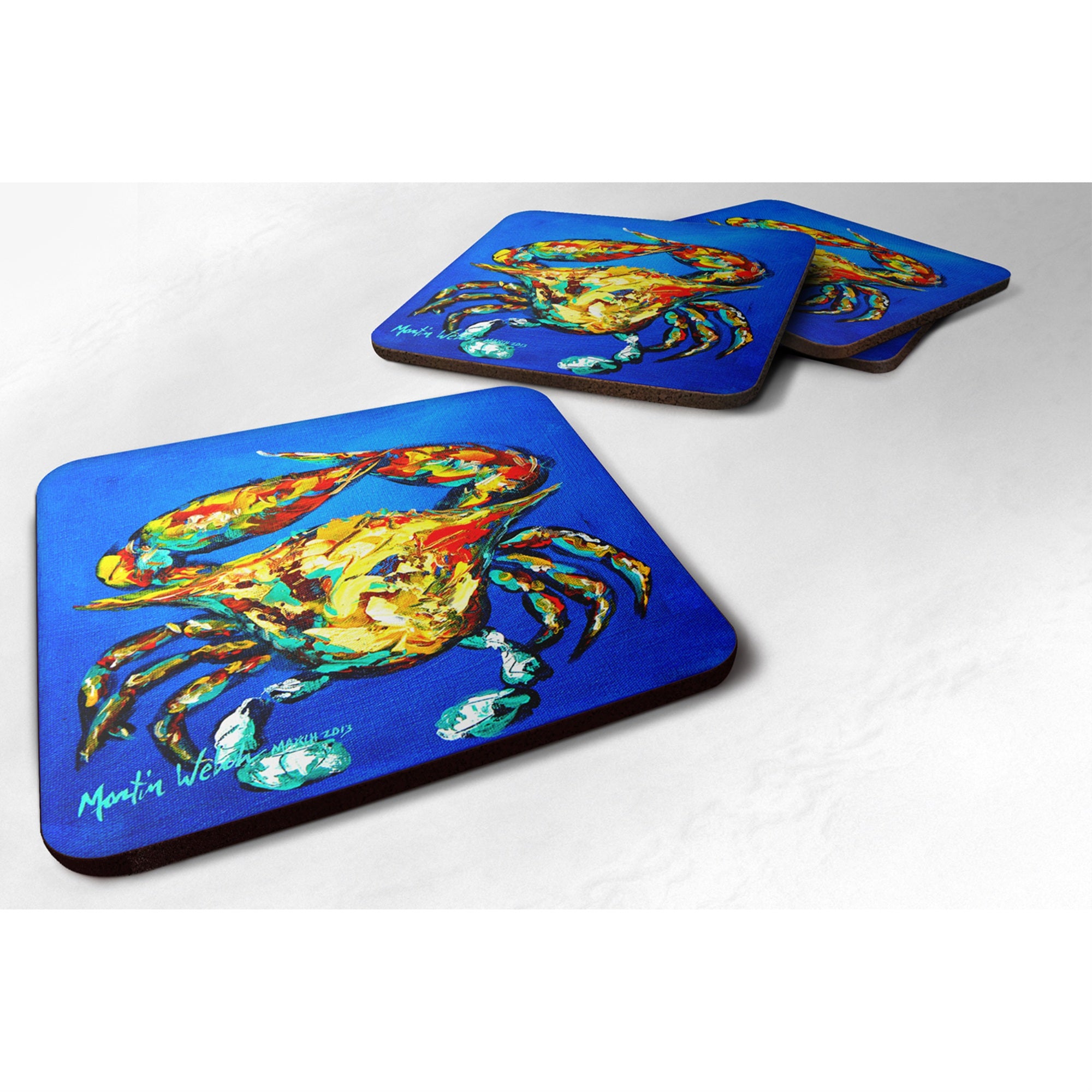 'Caroline'S Treasures Mw1021Fc Crab Criss Crow Foam Coasters (Set Of 4), 3.5'''' H X 3.5'''' W, Multicolor''