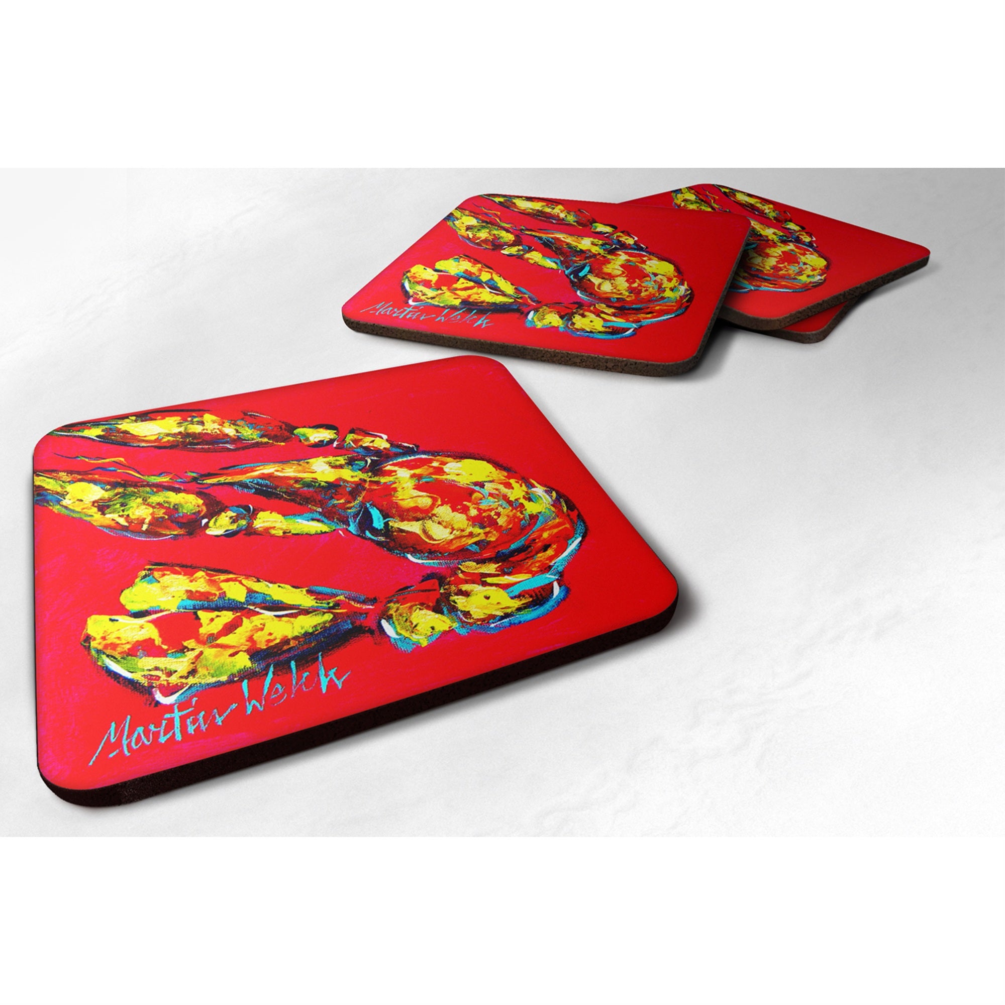 'Caroline'S Treasures Mw1022Fc Crawfish Crunch Time Foam Coasters (Set Of 4), 3.5'''' H X 3.5'''' W, Multicolor''