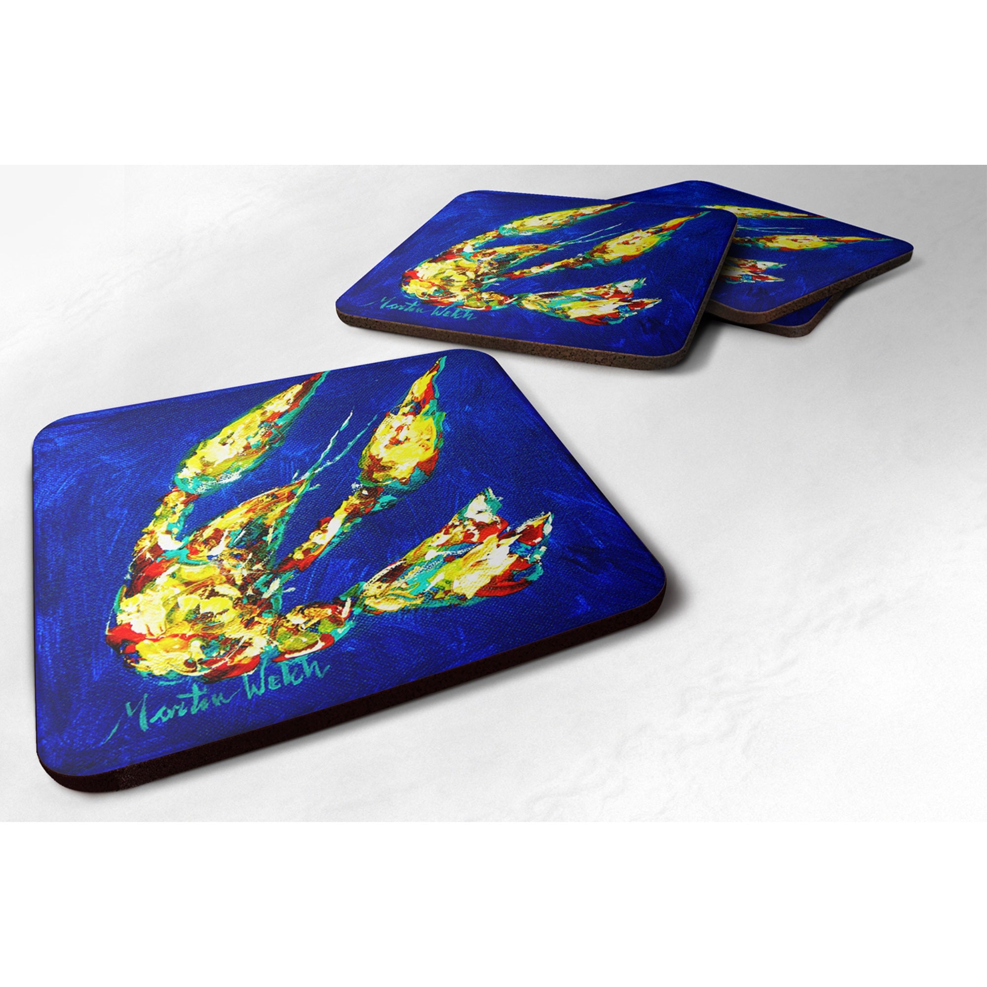 'Caroline'S Treasures Mw1037Fc Crawfish Little Blue Foam Coasters (Set Of 4), 3.5'''' H X 3.5'''' W, Multicolor''