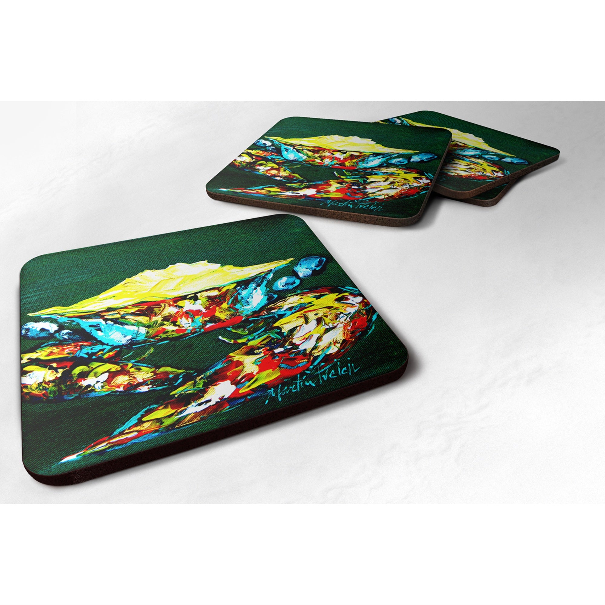 'Caroline'S Treasures Mw1042Fc Crab Mean Green Foam Coasters (Set Of 4), 3.5'''' H X 3.5'''' W, Multicolor''
