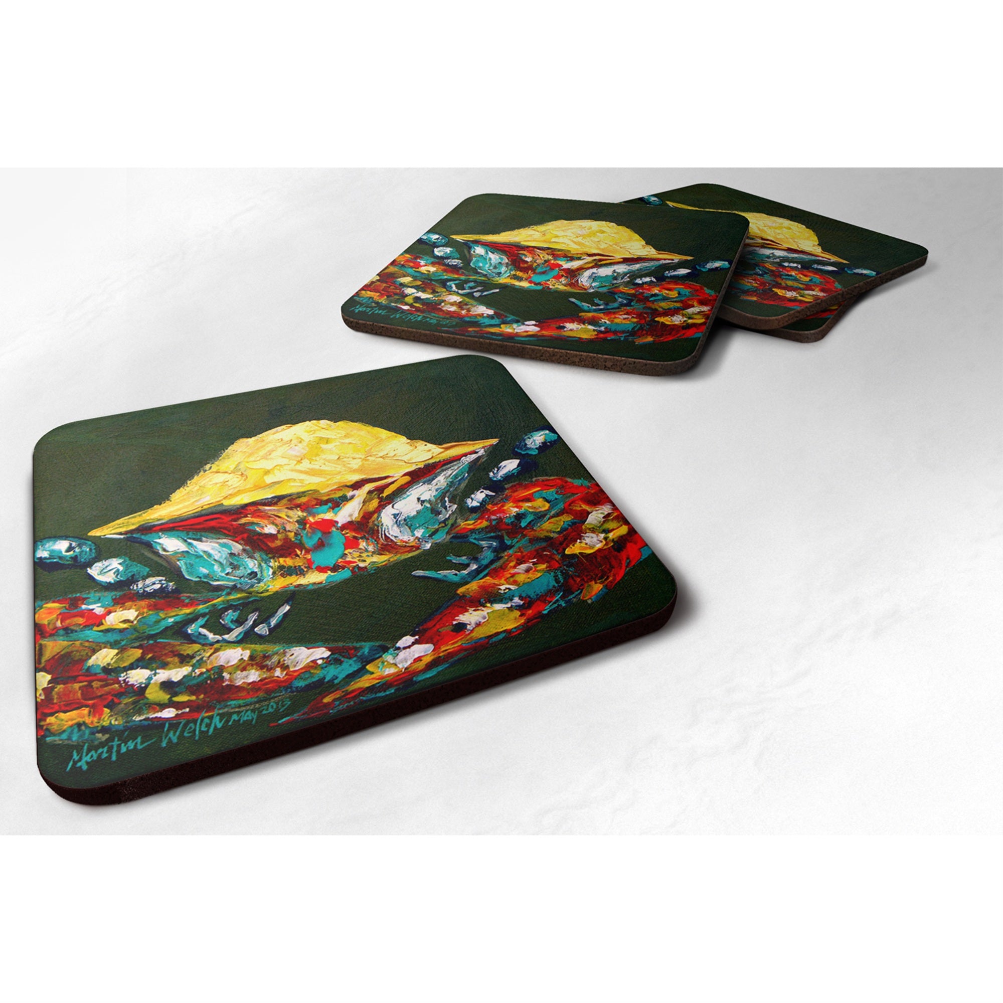 'Caroline'S Treasures Mw1049Fc Crab Pick Me Foam Coasters (Set Of 4), 3.5'''' H X 3.5'''' W, Multicolor''