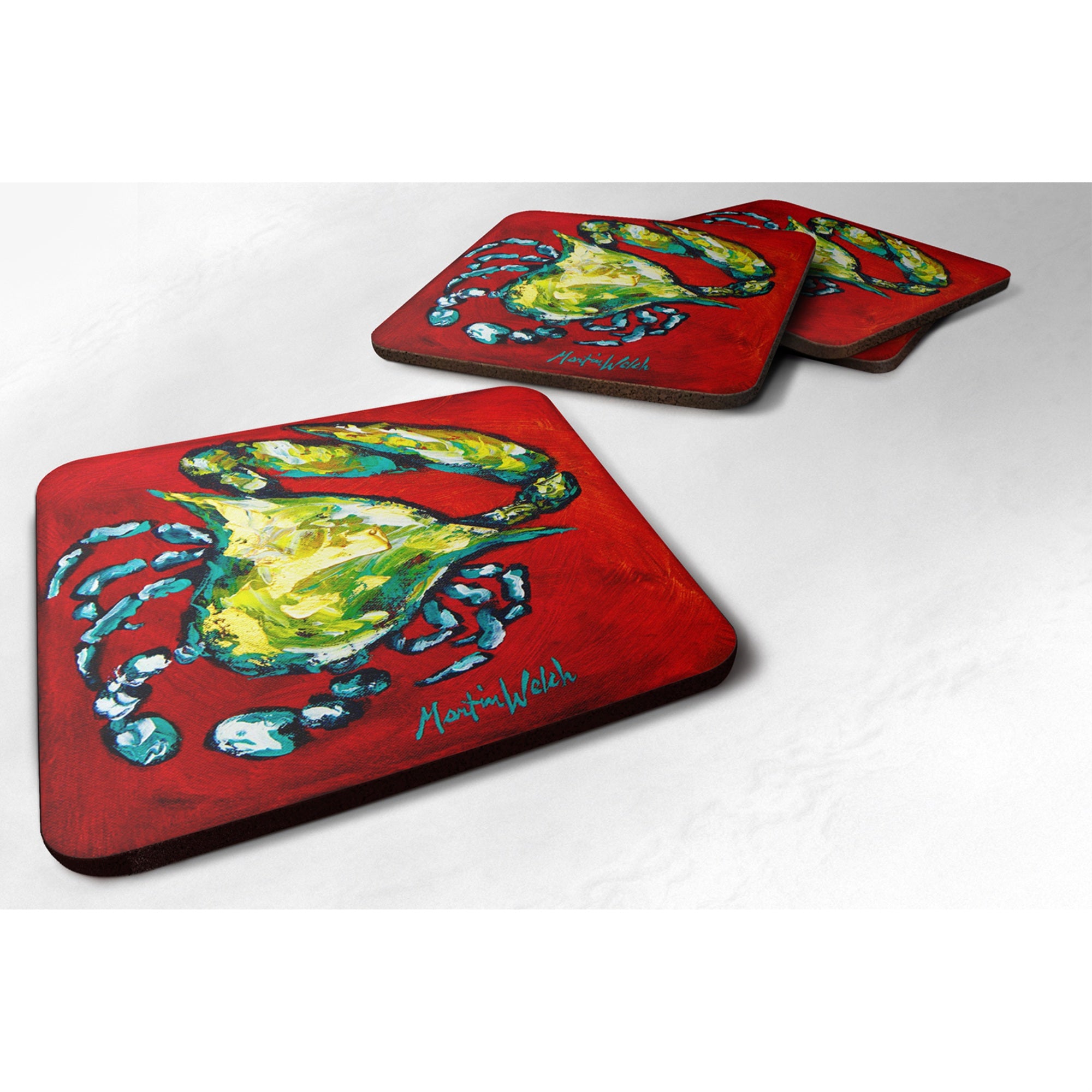 'Caroline'S Treasures Mw1052Fc Shrimp Right Direction Foam Coasters (Set Of 4), 3.5'''' H X 3.5'''' W, Multicolor''
