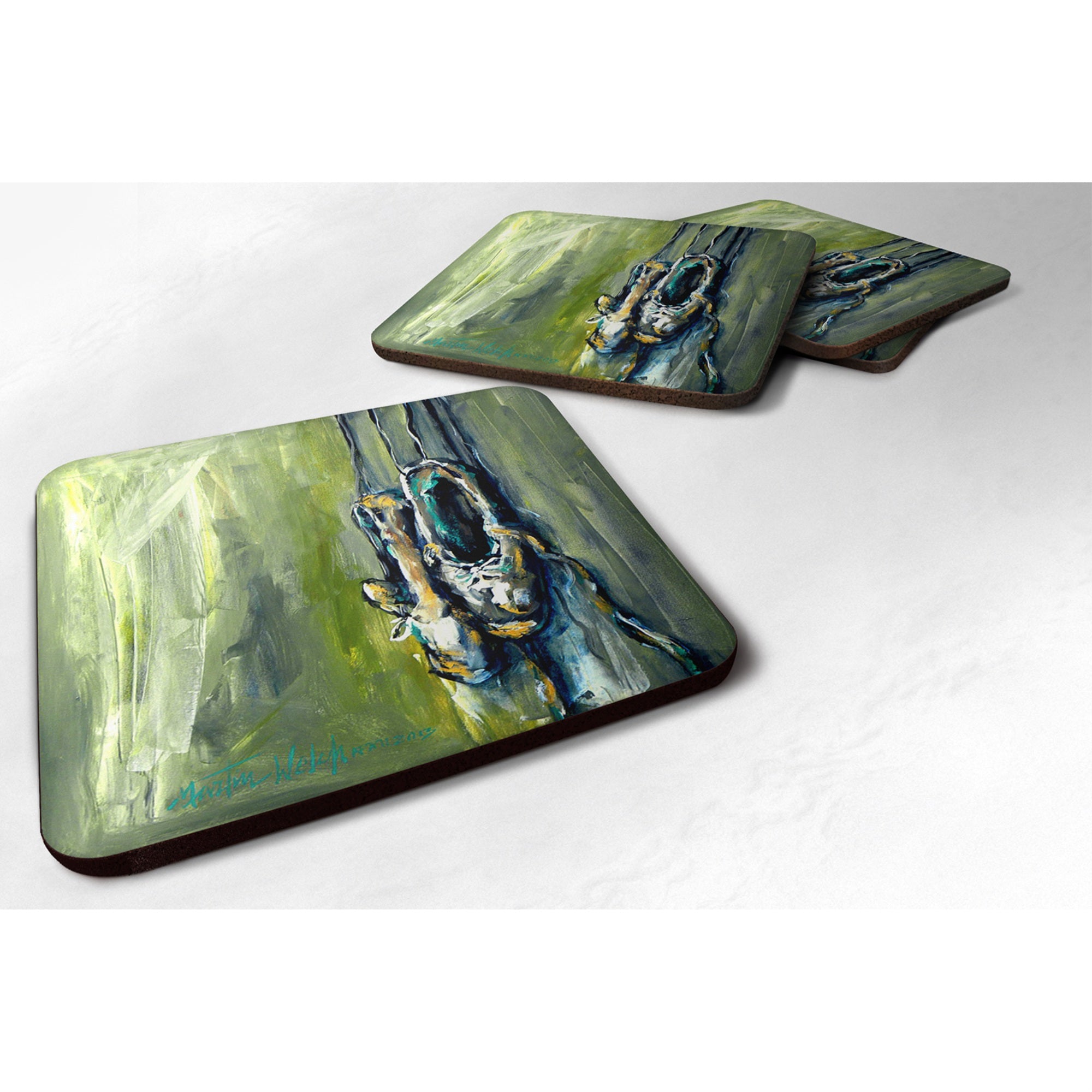 Carolines Treasures MW1068FC Ballet Topal Green Foam Coasters (Set of 4), 3.5 H x 3.5 W, Multicolor