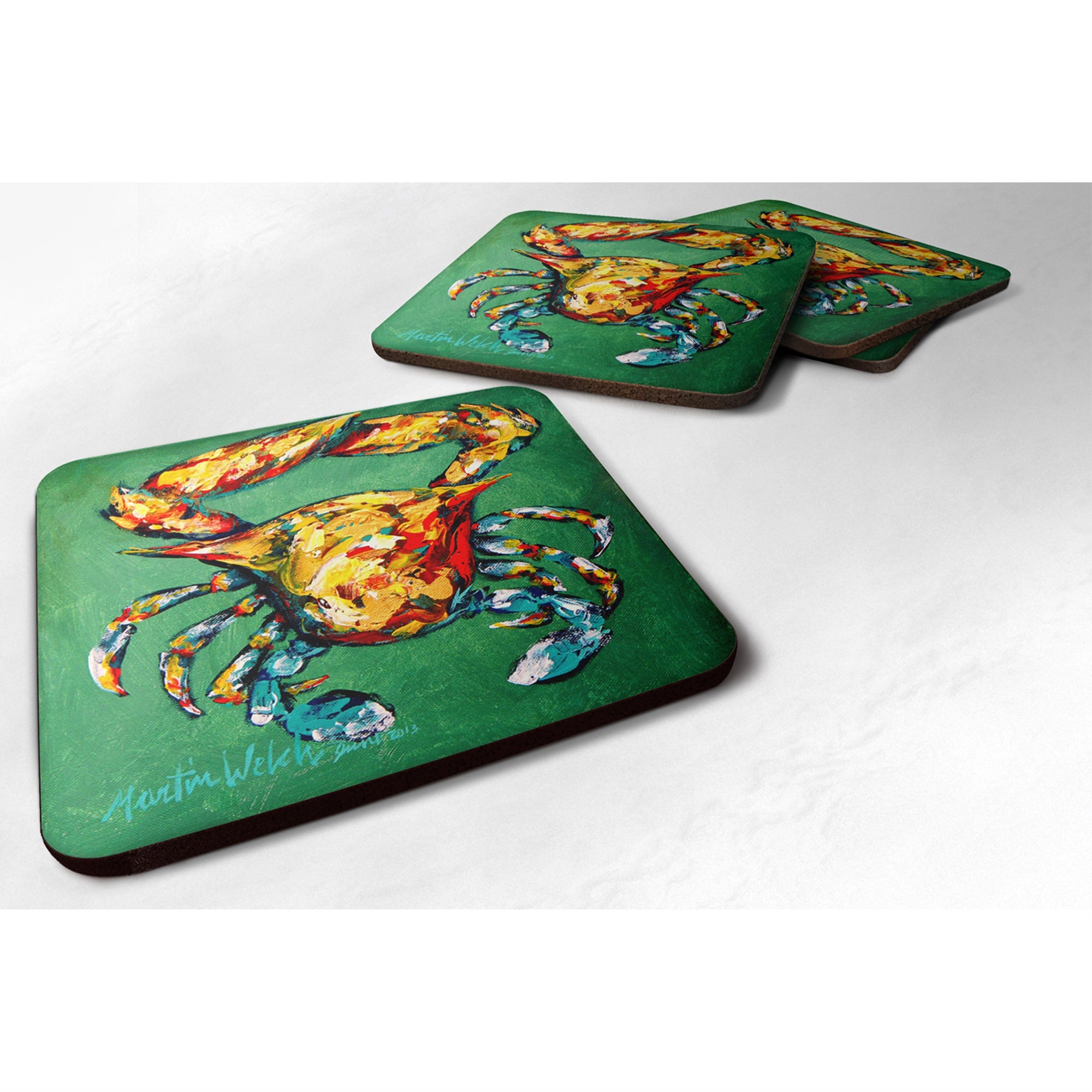 'Caroline'S Treasures Mw1072Fc Crab Two Snaps Foam Coasters (Set Of 4), 3.5'''' H X 3.5'''' W, Multicolor''