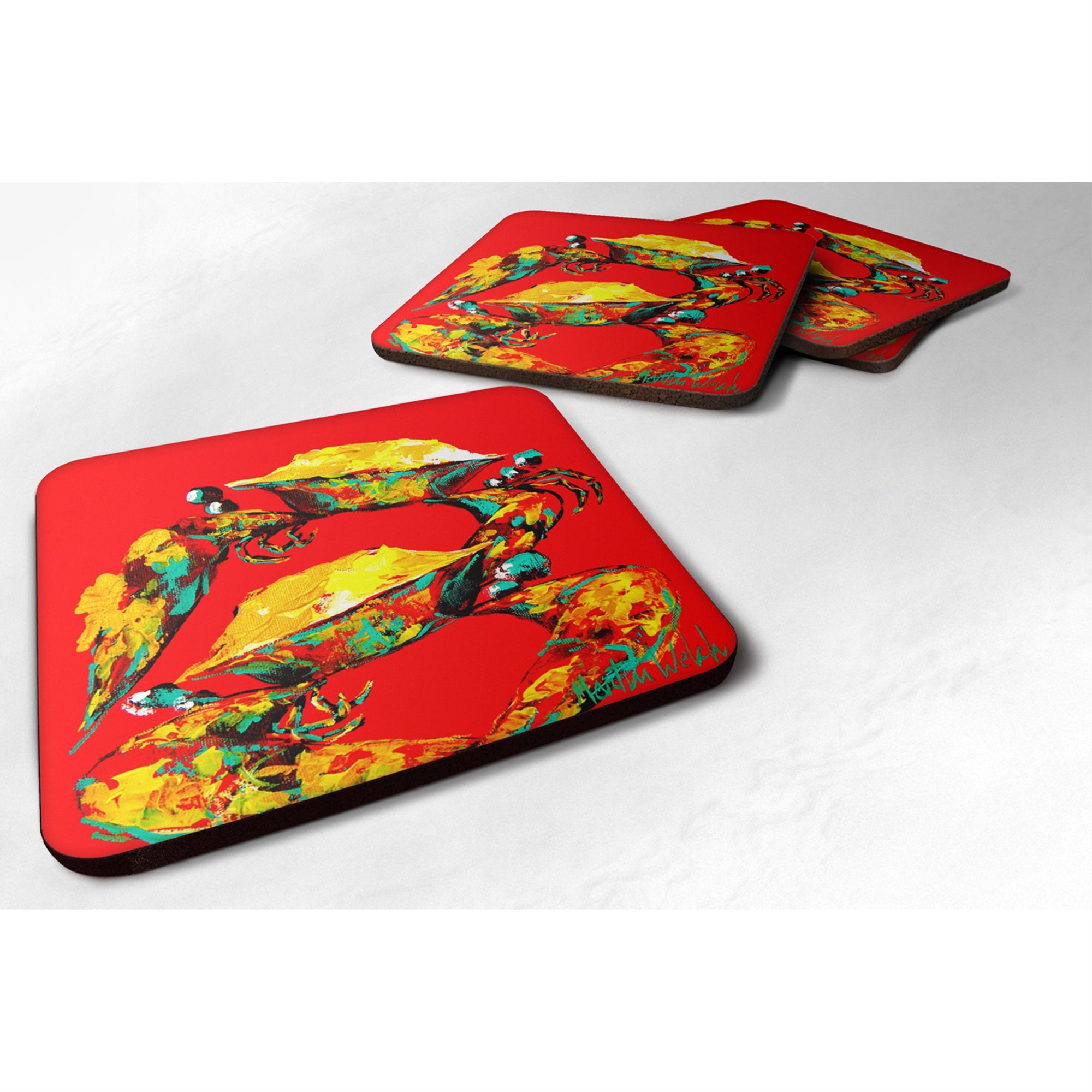 'Caroline'S Treasures Mw1073Fc Crab Two Tone Foam Coasters (Set Of 4), 3.5'''' H X 3.5'''' W, Multicolor''