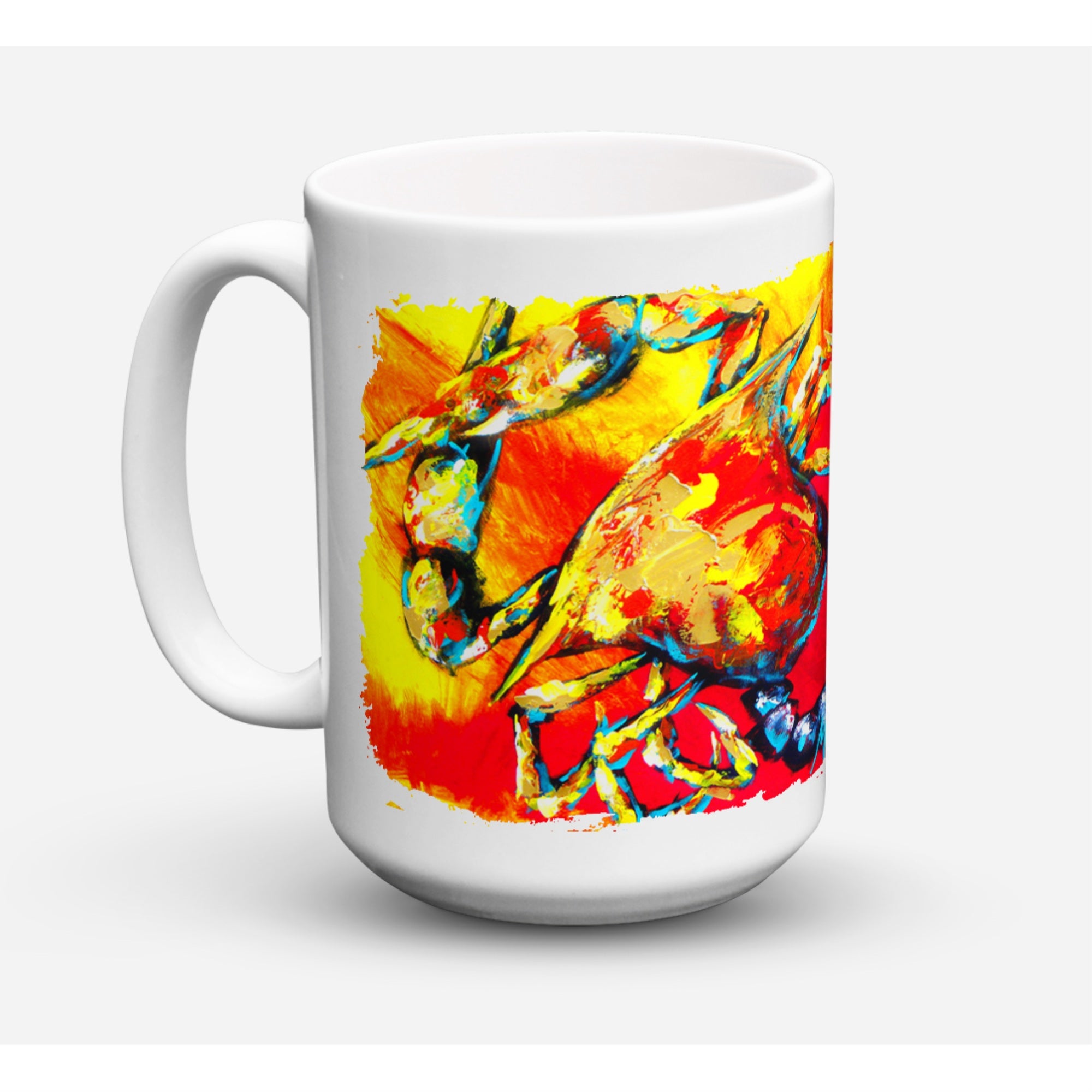 Carolines Treasures MW1086CM15 Crab Hot Dang Microwavable Ceramic Coffee Mug 15 oz Multicolor