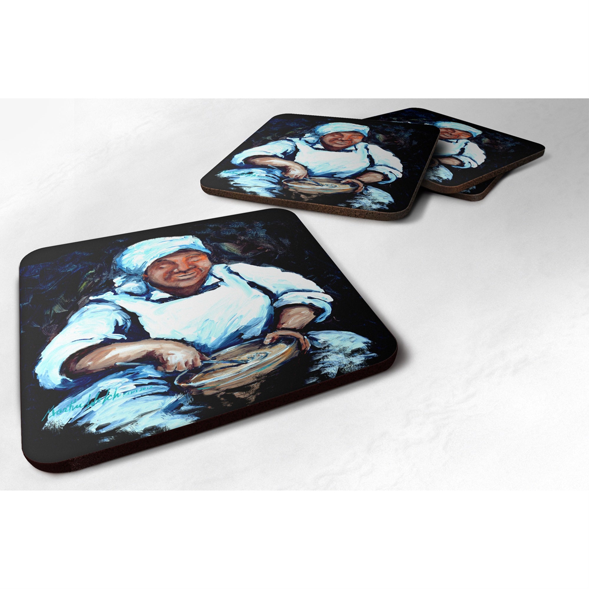 'Caroline'S Treasures Mw1087Fc Hot Water Cornbread Cooking Foam Coasters (Set Of 4), 3.5'''' H X 3.5'''' W, Multicolor''