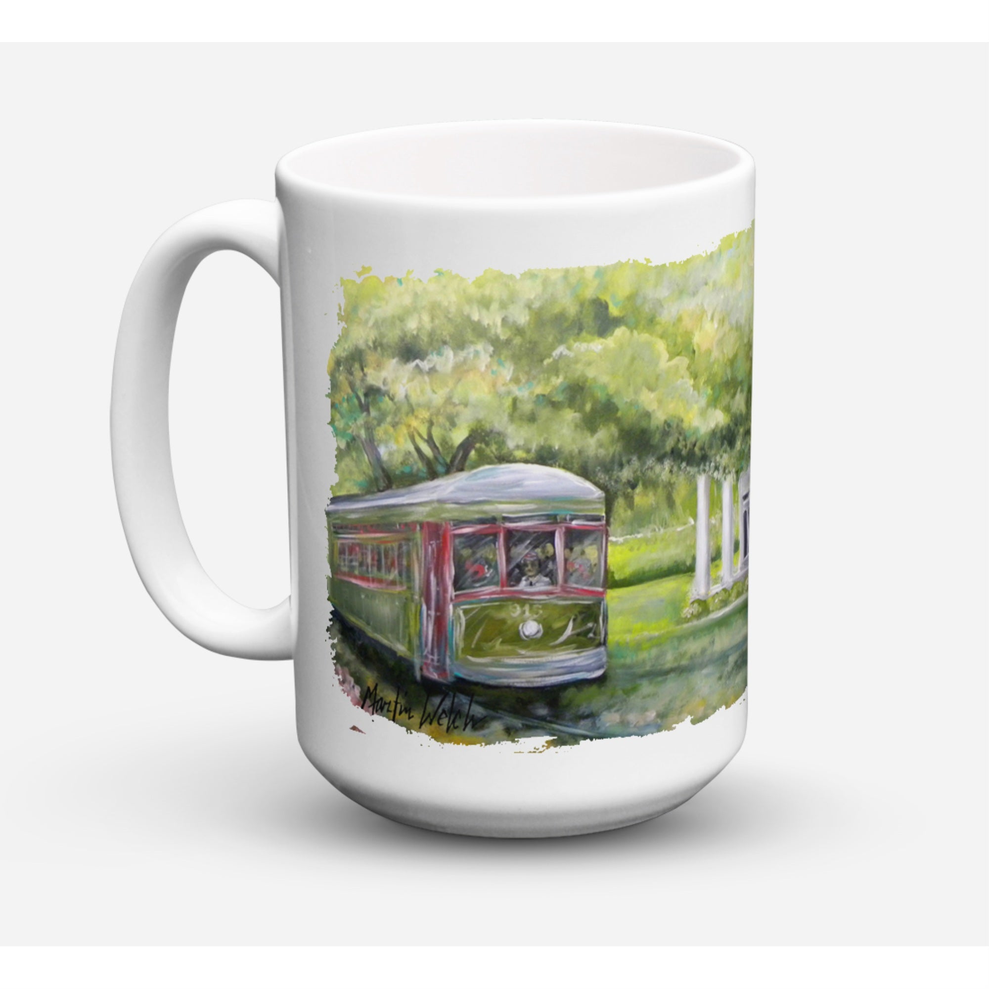 'Caroline's Treasures MW1091CM15 Streetcar Next Stop Audubon Park Microwavable Ceramic Coffee Mug, 15 oz, Multicolor''