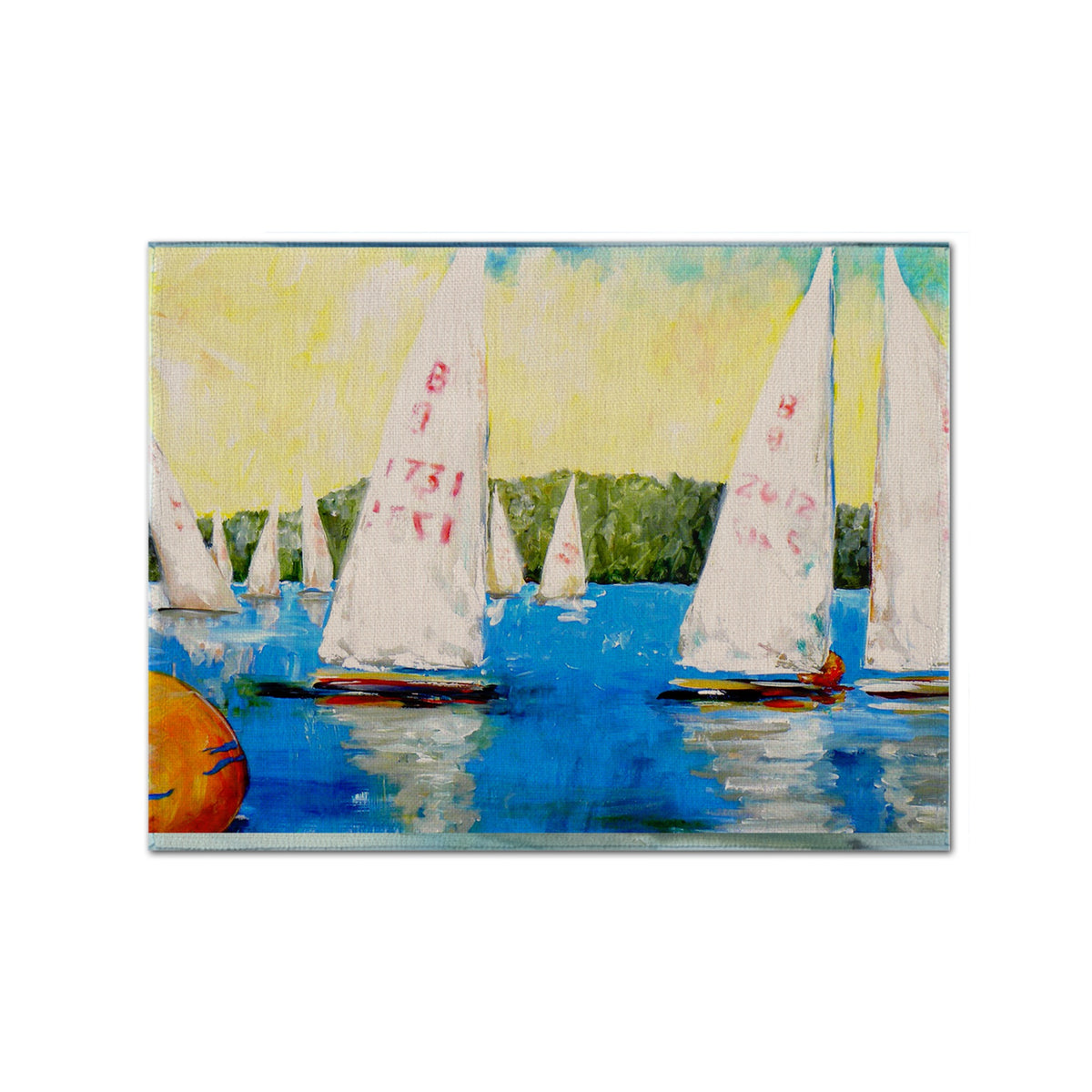'Caroline'S Treasures Mw1094Plmt Sailboats Round The Mark Fabric Placemat, Multicolor''