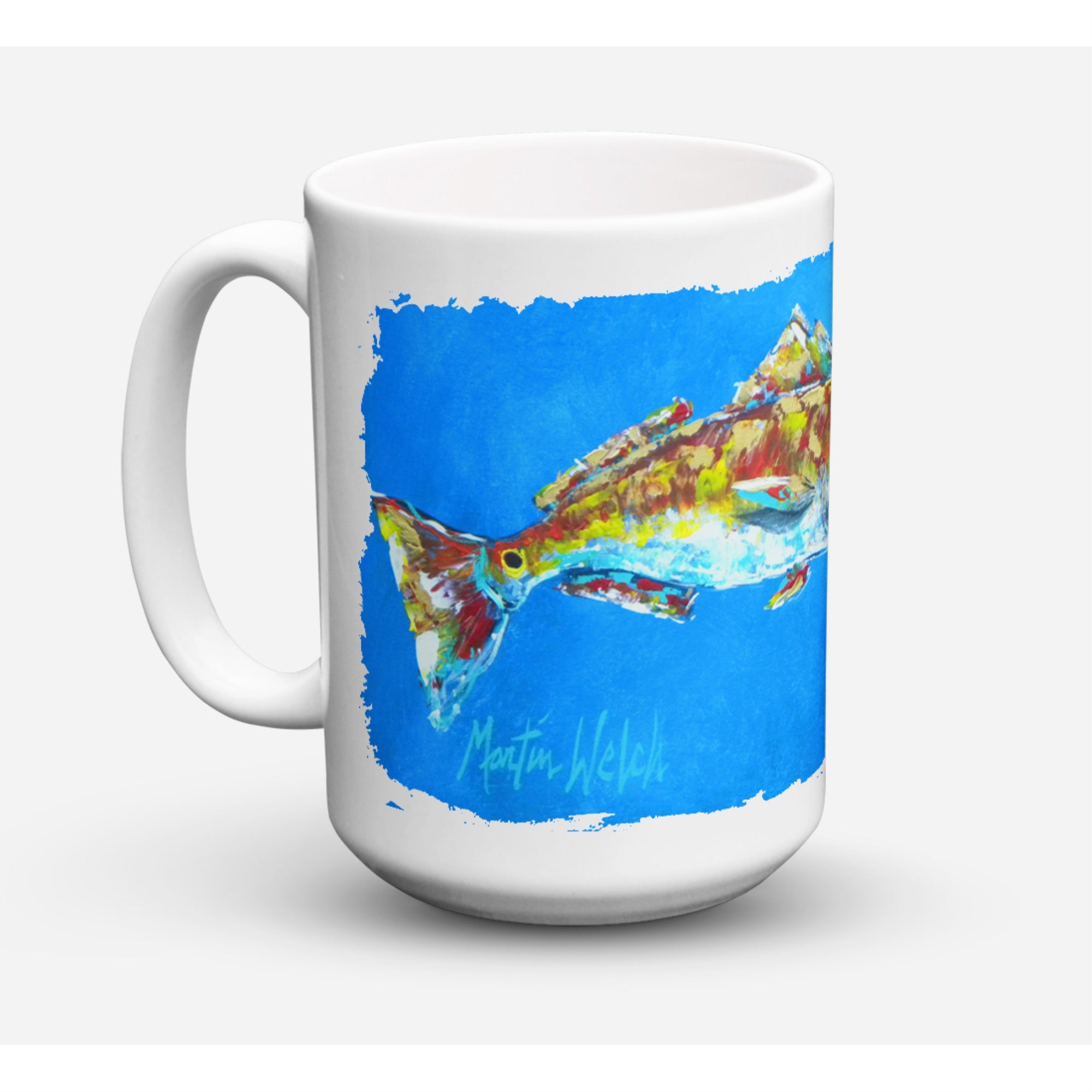 Carolines Treasures MW1098CM15 FishRed Fish Seafood Two Microwavable Ceramic Coffee Mug 15 oz Multicolor