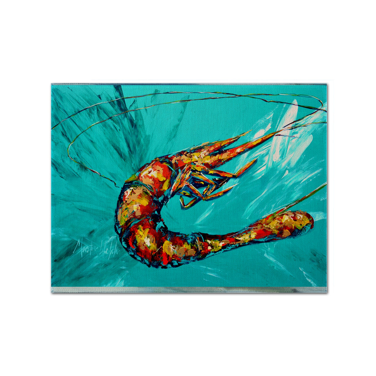 'Caroline'S Treasures Mw1100Plmt Shrimp Teal Fabric Placemat, Multicolor''