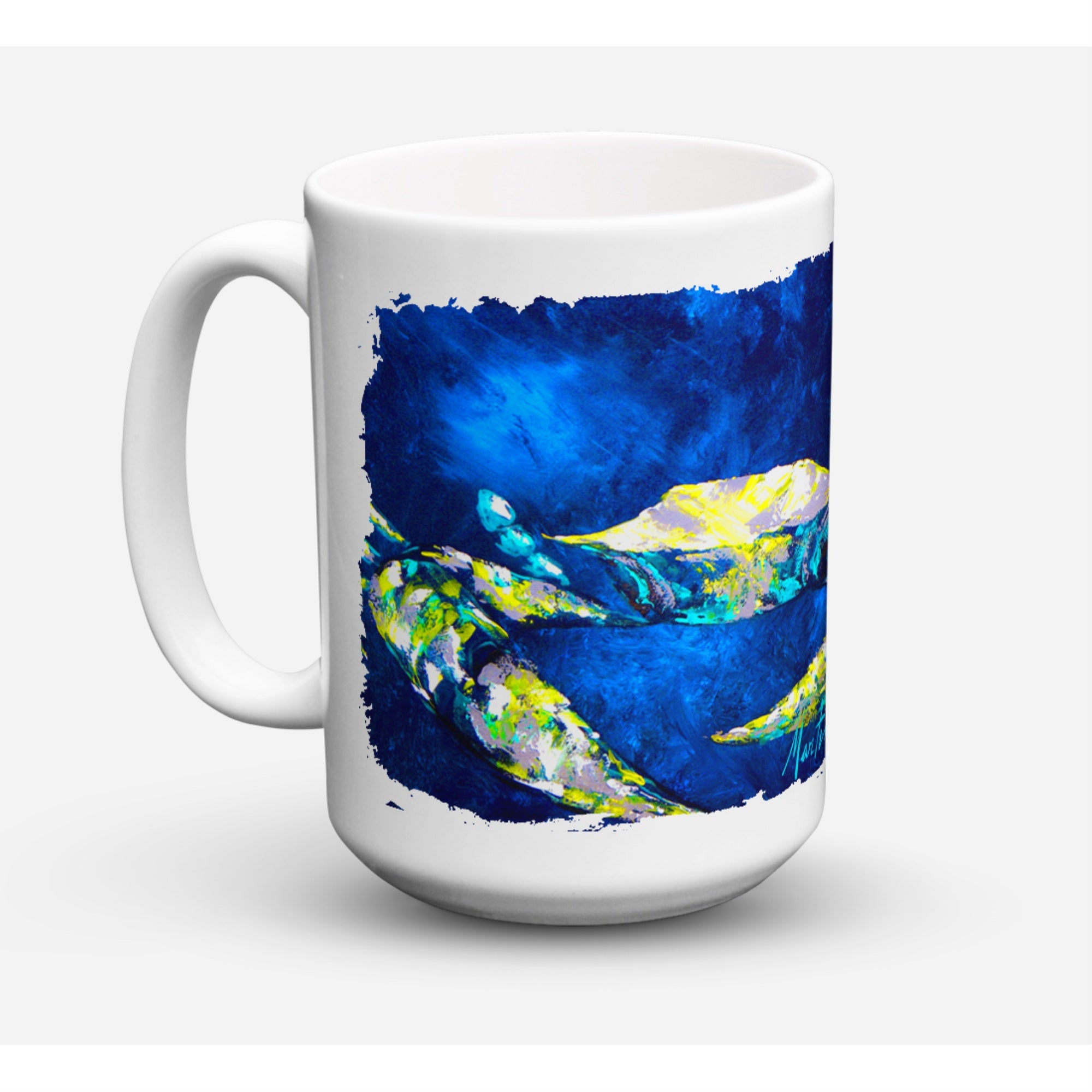 Carolines Treasures MW1101CM15 Crab Tealy Dishwasher Safe Microwavable Ceramic Coffee Mug 15 oz Multicolor